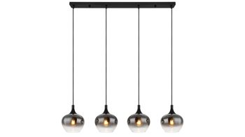 Pendelleuchte Globo lighting aus Glas in Schwarz GLOBO Lampe-Serie Maxy - Hängeleuchte Rauchglas & mattschwarzes Metall - Länge ca. 100 cm