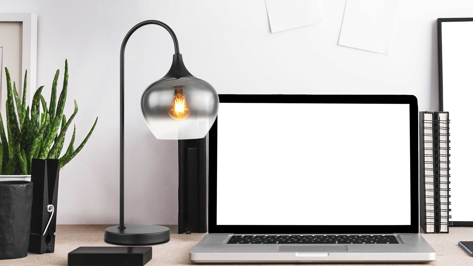 Tischleuchte Globo lighting aus Glas in Schwarz GLOBO Lampe-Serie Maxy - Tischleuchte Rauchglas & mattschwarzes Metall - Höhe ca. 54 cm