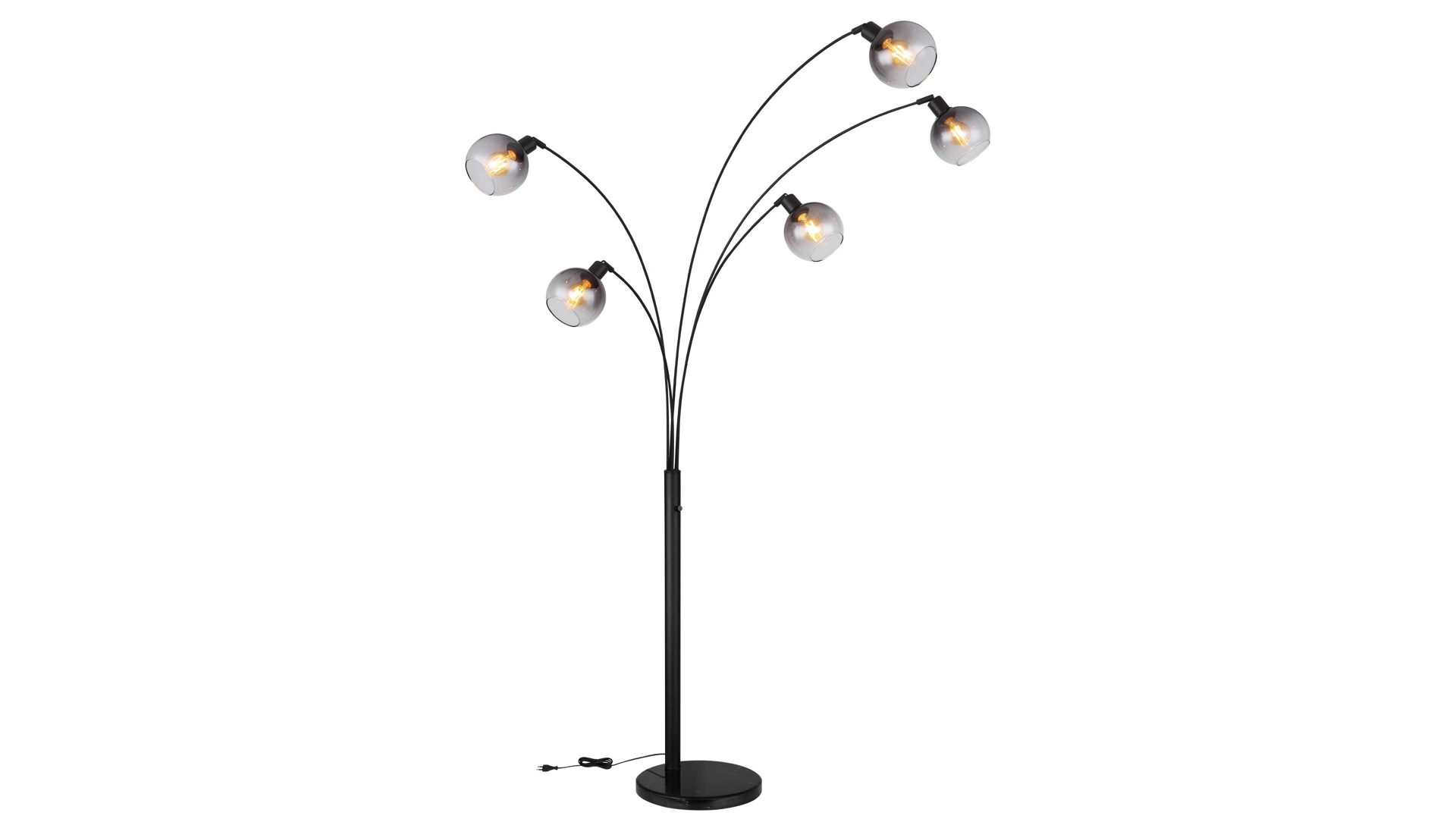 Stehleuchte Globo lighting aus Glas in Schwarz GLOBO Lampen-Serie Seymor - Stehleuchte Rauchglas, Metall & Marmor - Höhe ca. 208 cm