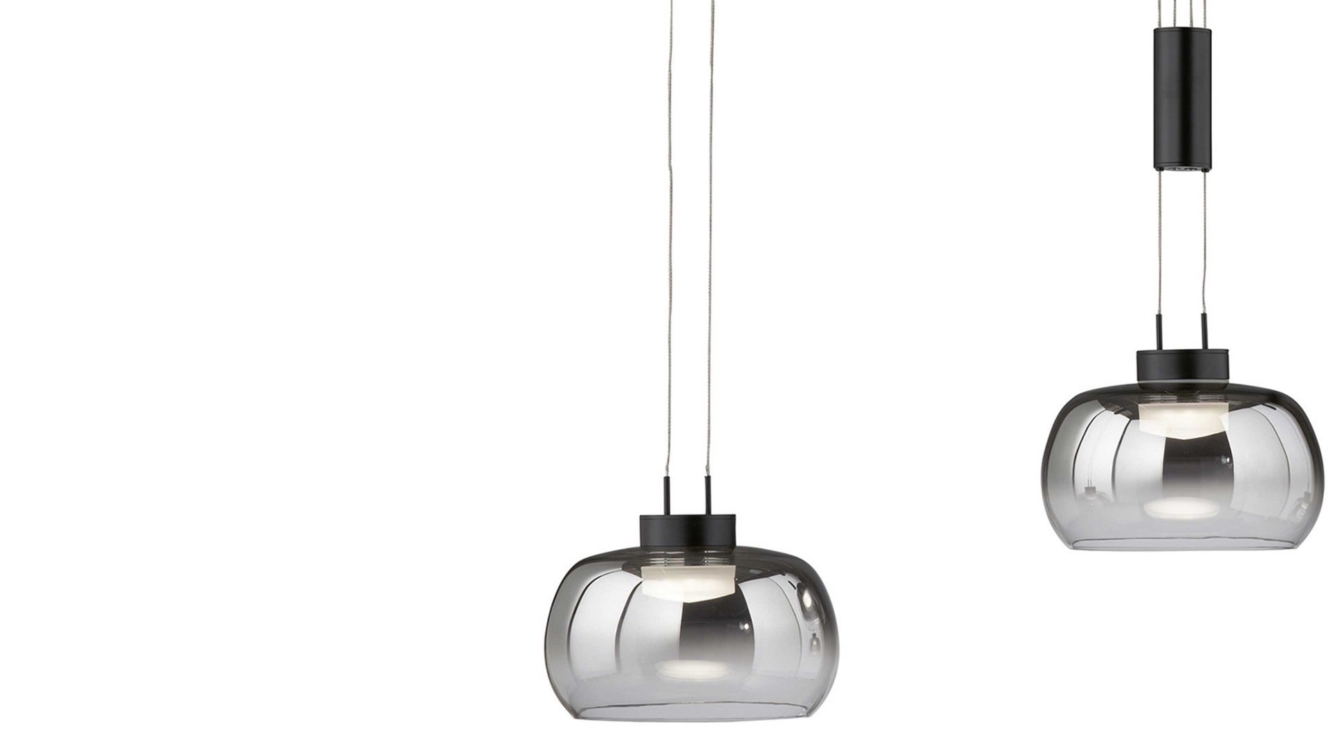 Pendelleuchte Fh fischer & honsel aus Glas in Schwarz FH Pendelleuchte bzw. Hängelampe Arosa Rauchglas & sandschwarzes Metall - Länge ca. 98 cm