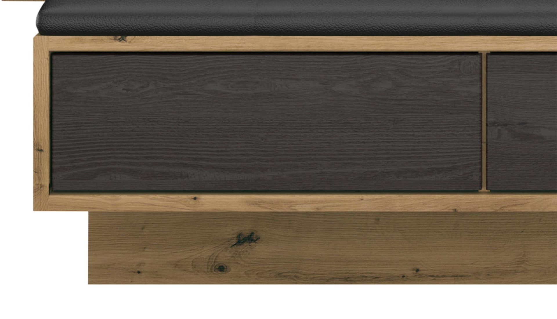 Bettgestell Rauch aus Holz in Holzfarben rauch ORANGE Apollon - Bettanlage mit zwei Hängenachttischen & Beleuchtung Schwarz & Eiche Artisan - Liegefläche ca. 180 x 200 cm