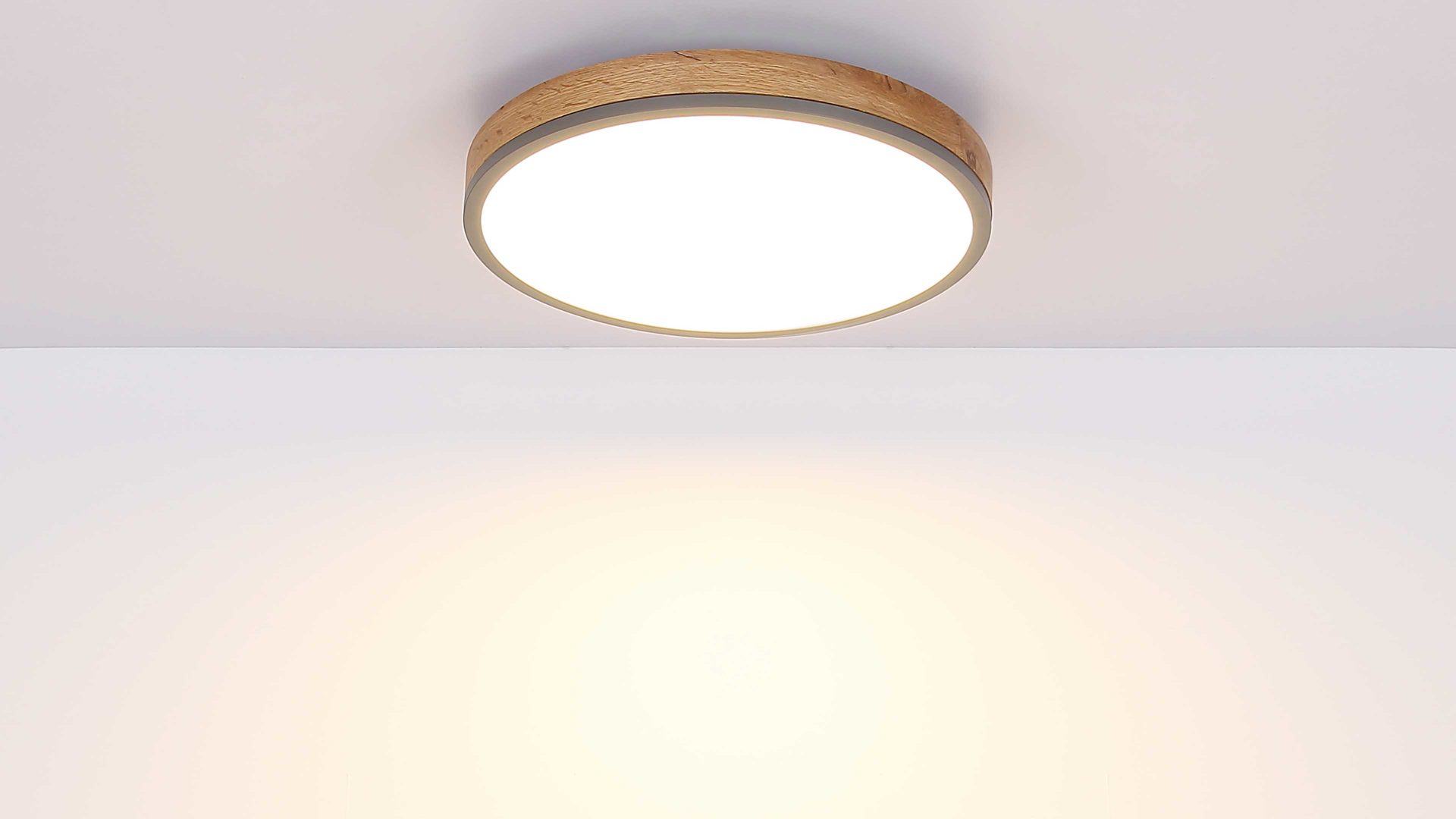 Deckenleuchte Globo lighting aus Holz in Holzfarben GLOBO Leuchten Serie Rodo - Deckenleuchte mit Farbwechsler Holz & Graphit – Durchmesser ca. 45 cm