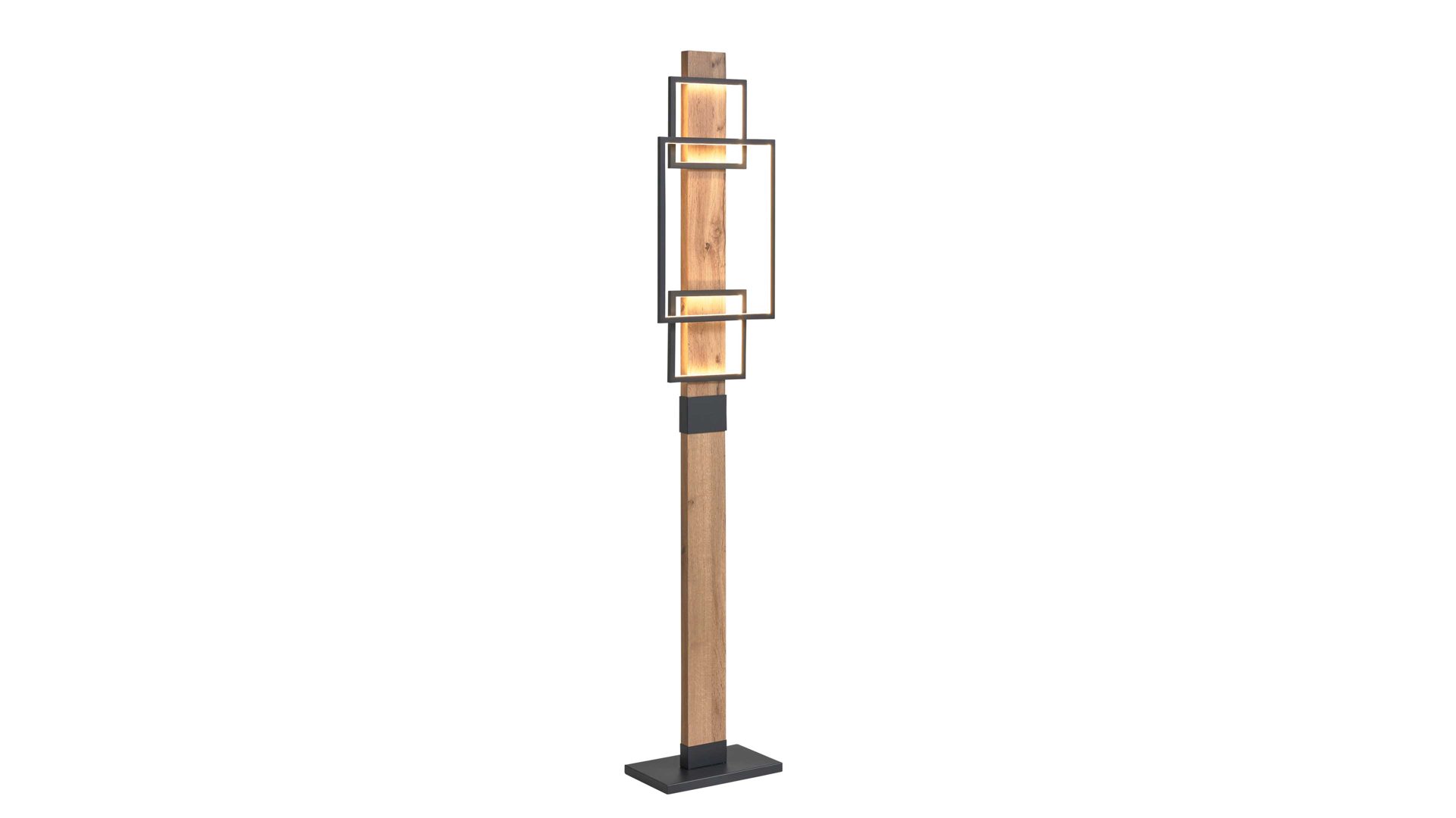 Stehleuchte Interliving aus Metall in Schwarz Interliving Leuchten Serie 9342 - Stehlampe dunkles Holz & mattschwarzes Metall - Höhe ca. 160 cm