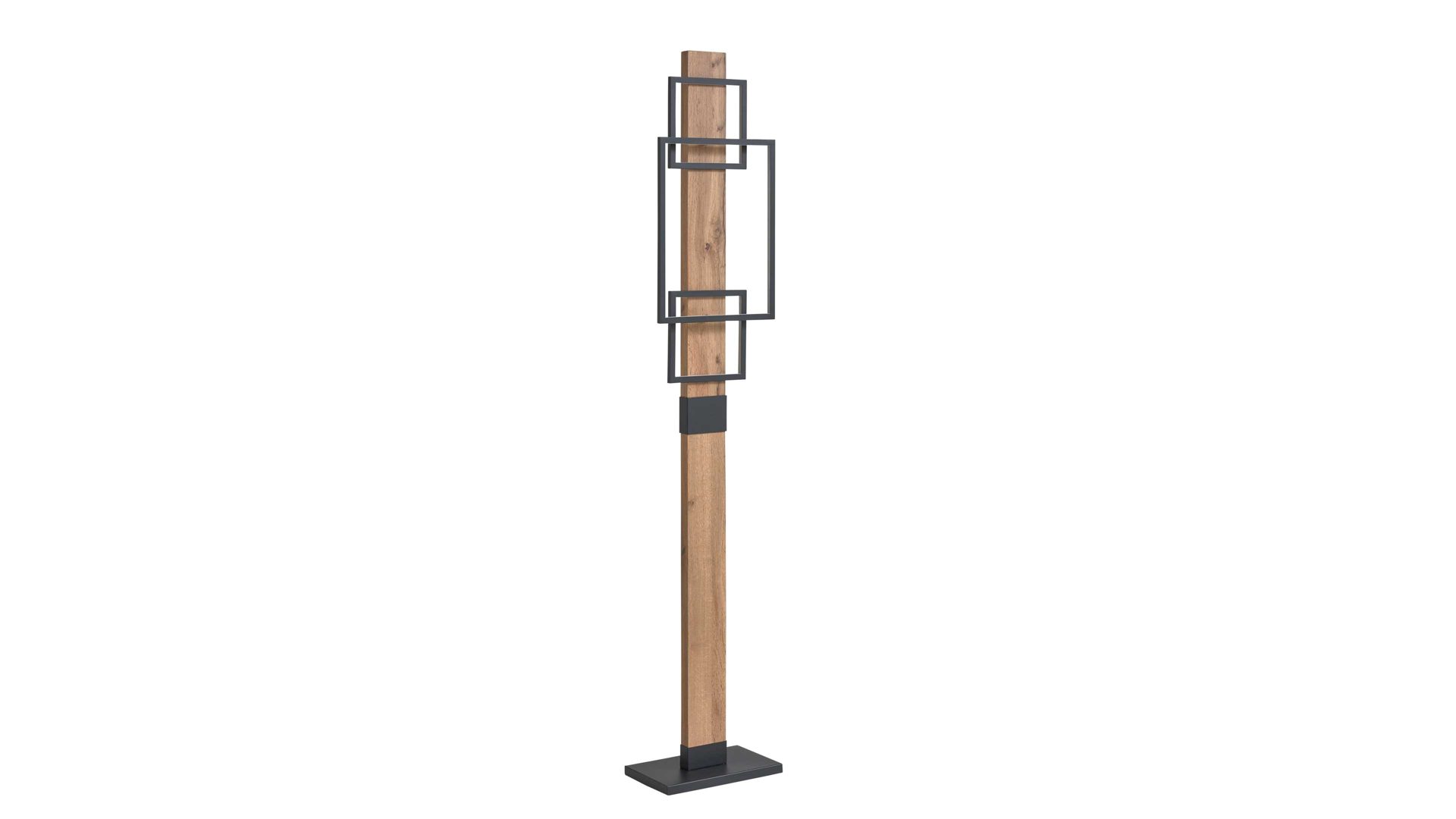 Stehleuchte Interliving aus Metall in Schwarz Interliving Leuchten Serie 9342 - Stehlampe dunkles Holz & mattschwarzes Metall - Höhe ca. 160 cm