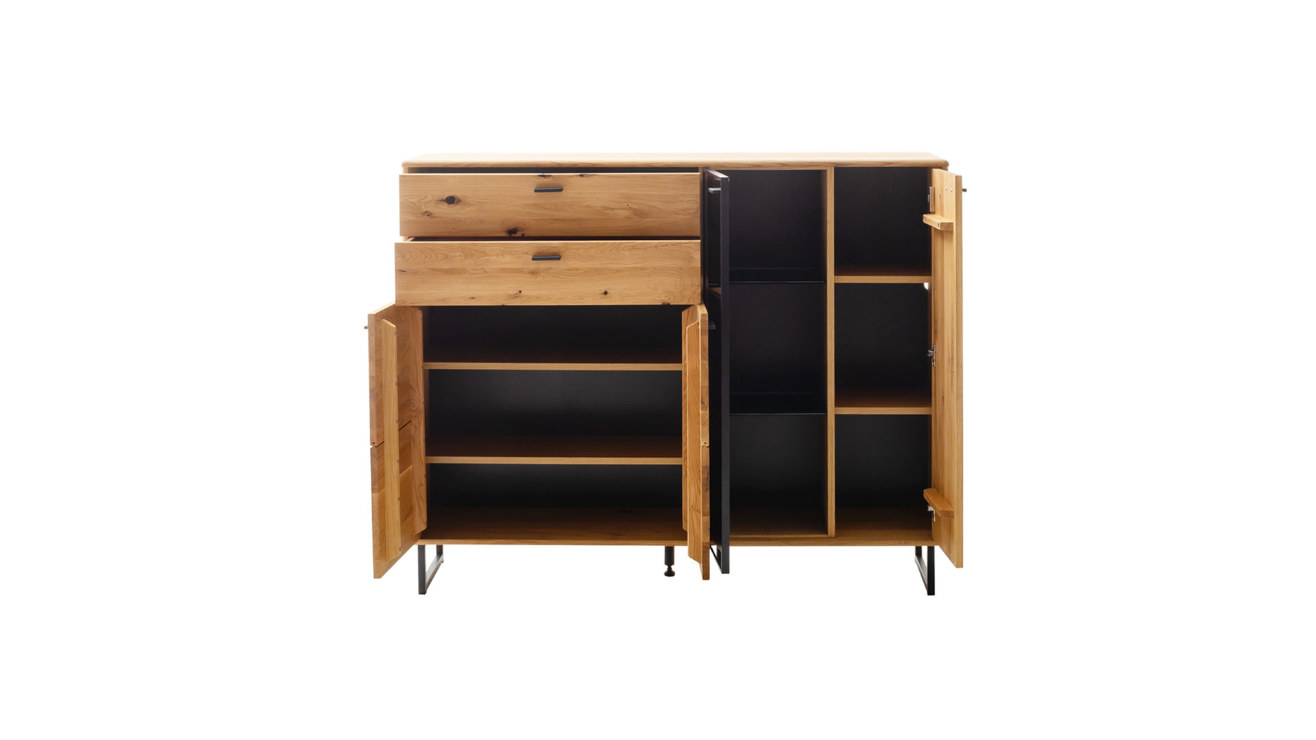 Highboard Mca furniture aus Holz in Holzfarben Wohnprogramm Arezzo - Highboard Wildeiche & Anthrazit - drei Türen, zwei Schubladen, Breite ca. 150 cm