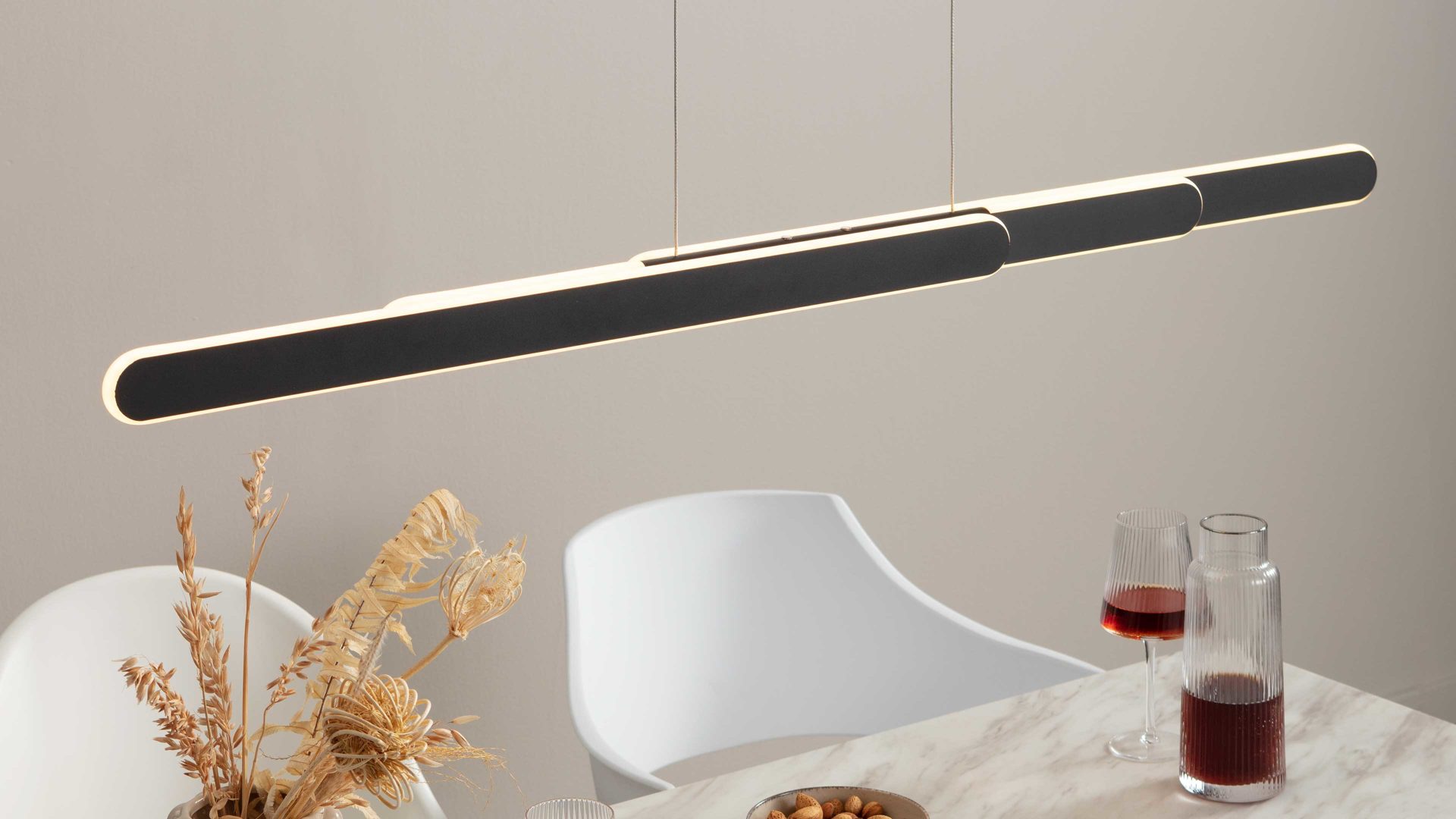Pendelleuchte Trio lighting for you aus Metall in Schwarz TRIO Hängelampe Helios mattschwarzes Metall - Länge ca. 130 cm