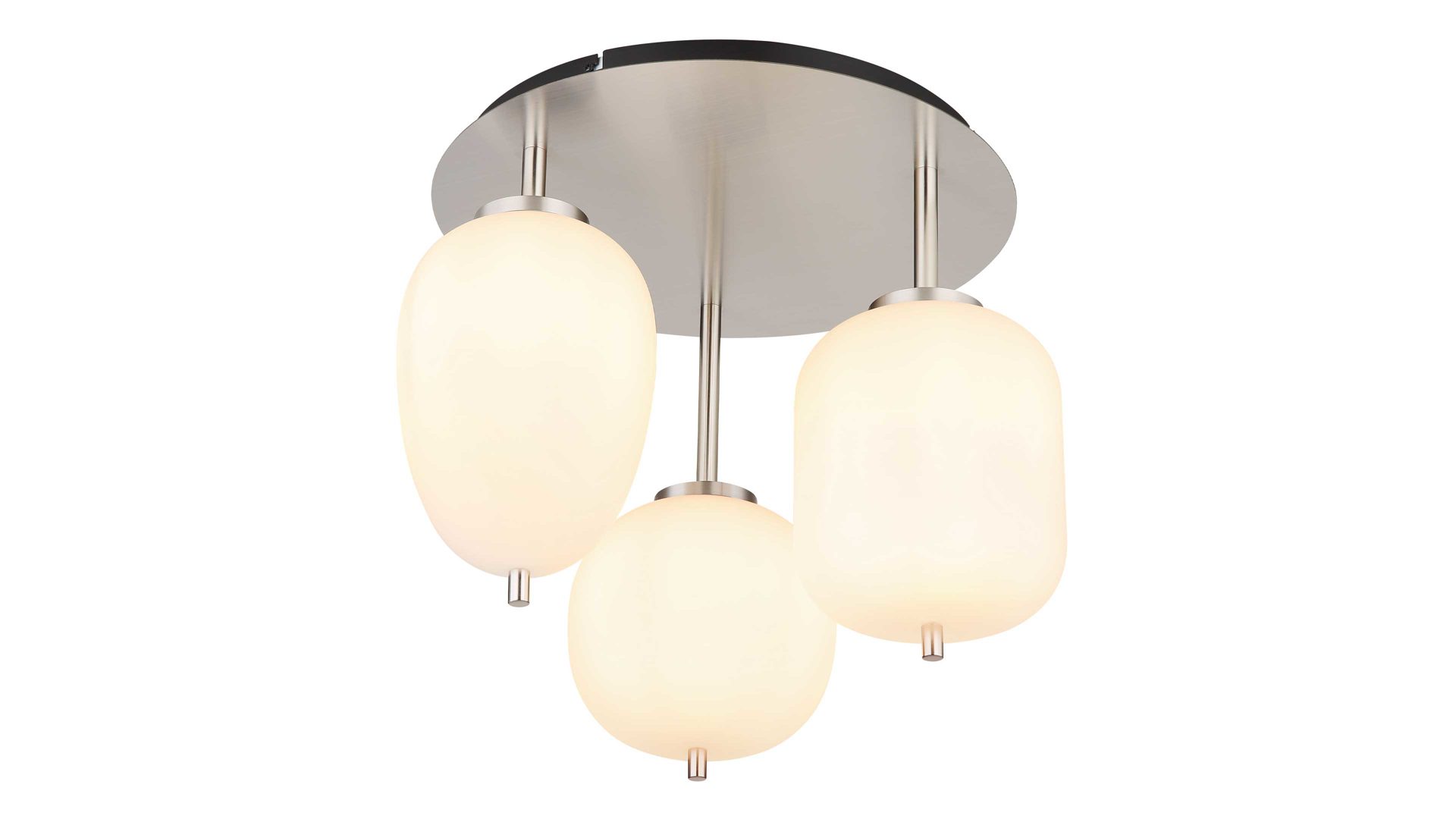 Deckenleuchte Globo lighting aus Glas in Weiß GLOBO Leuchten Serie Blacky I - Deckenlampe Opalglas & Nickel matt - Durchmesser ca. 46 cm