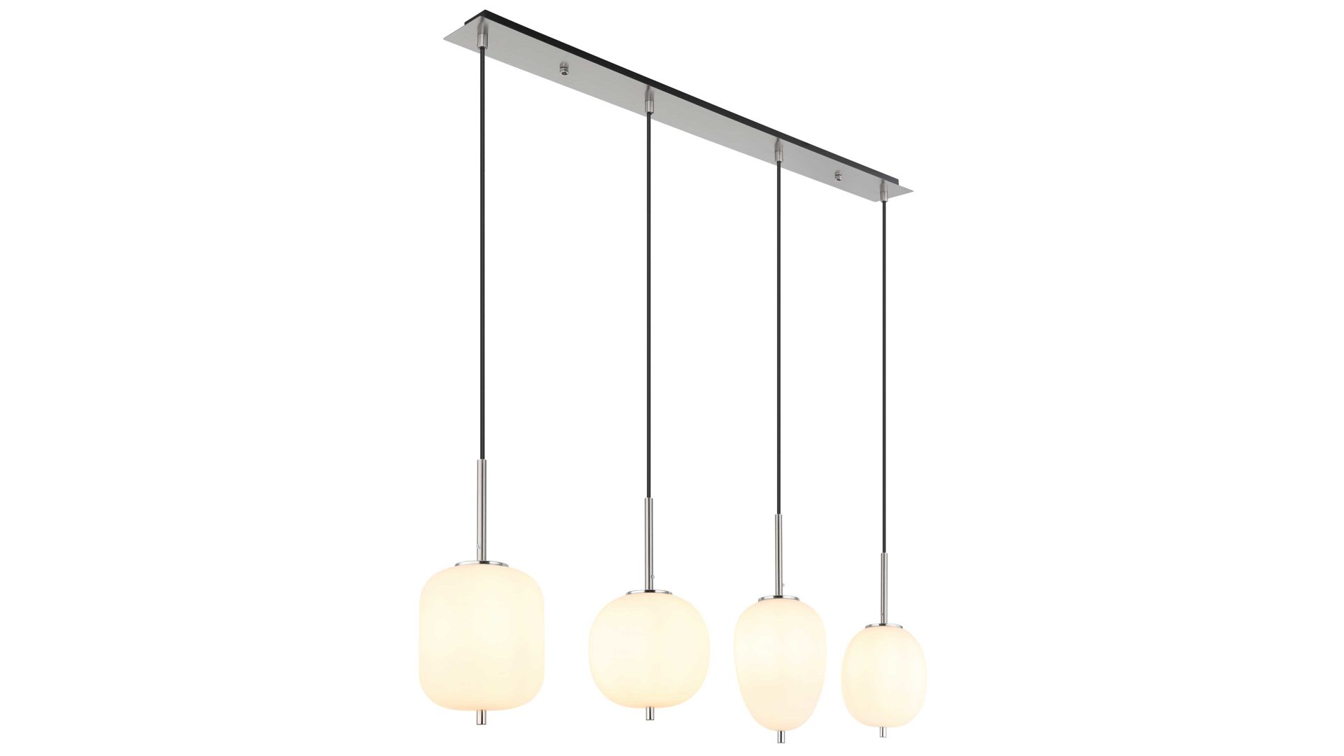 Pendelleuchte Globo lighting aus Glas in Weiß GLOBO Leuchten Serie Blacky I - Hängelampe Opalglas & Nickel matt - Länge ca. 100 cm