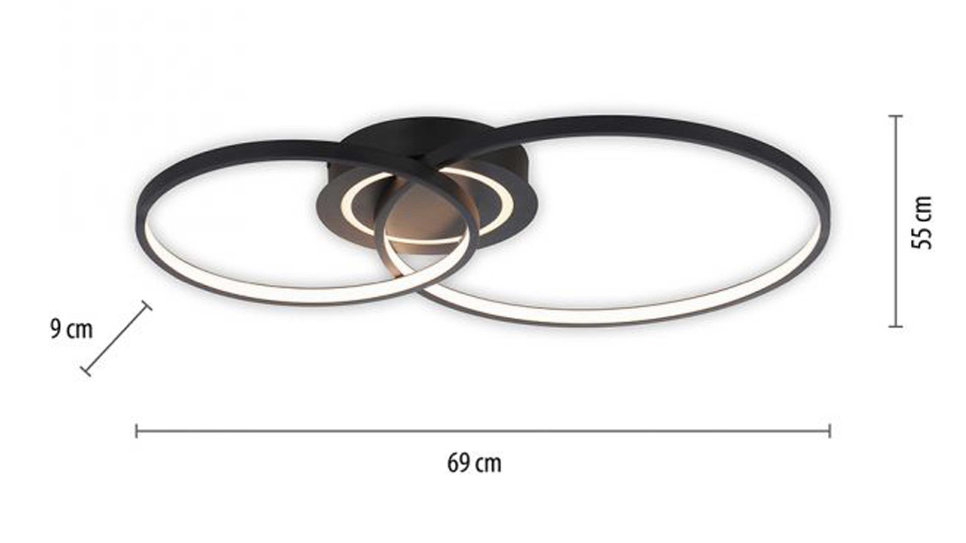 Deckenleuchte Just light. (leuchtendirekt) aus Metall in Schwarz JUST LIGHT. Leuchten Serie Asmina mattschwarzes Metall - ca. 69 x 55 cm