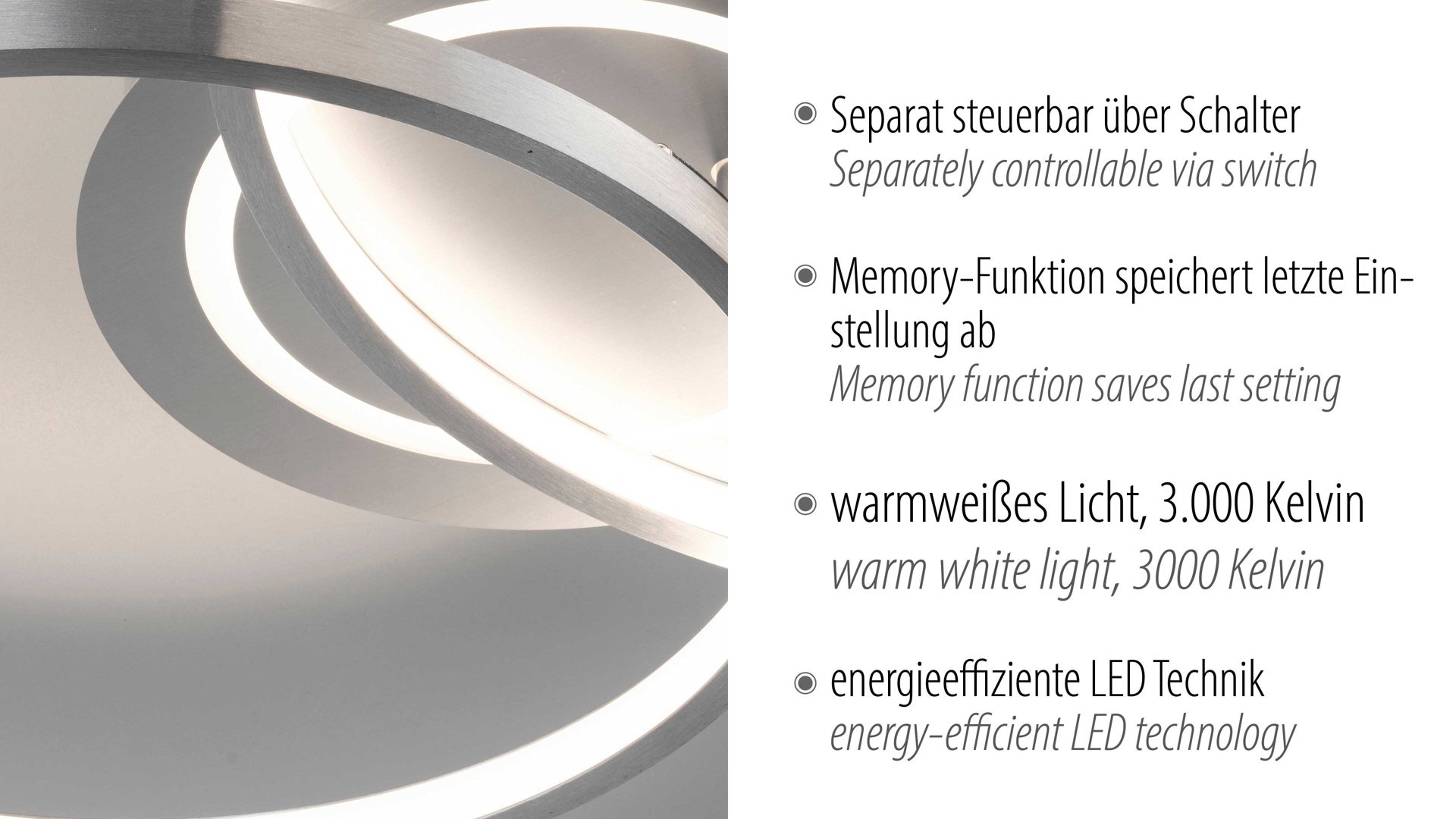 Deckenleuchte Just light. (leuchtendirekt) aus Metall in Aluminium JUST LIGHT. Leuchten Serie Asmina alufarbenes Metall - ca. 69 x 55 cm