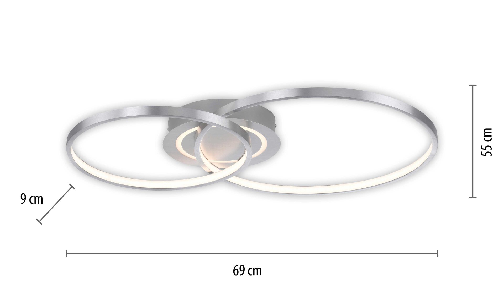 Deckenleuchte Just light. (leuchtendirekt) aus Metall in Aluminium JUST LIGHT. Leuchten Serie Asmina alufarbenes Metall - ca. 69 x 55 cm