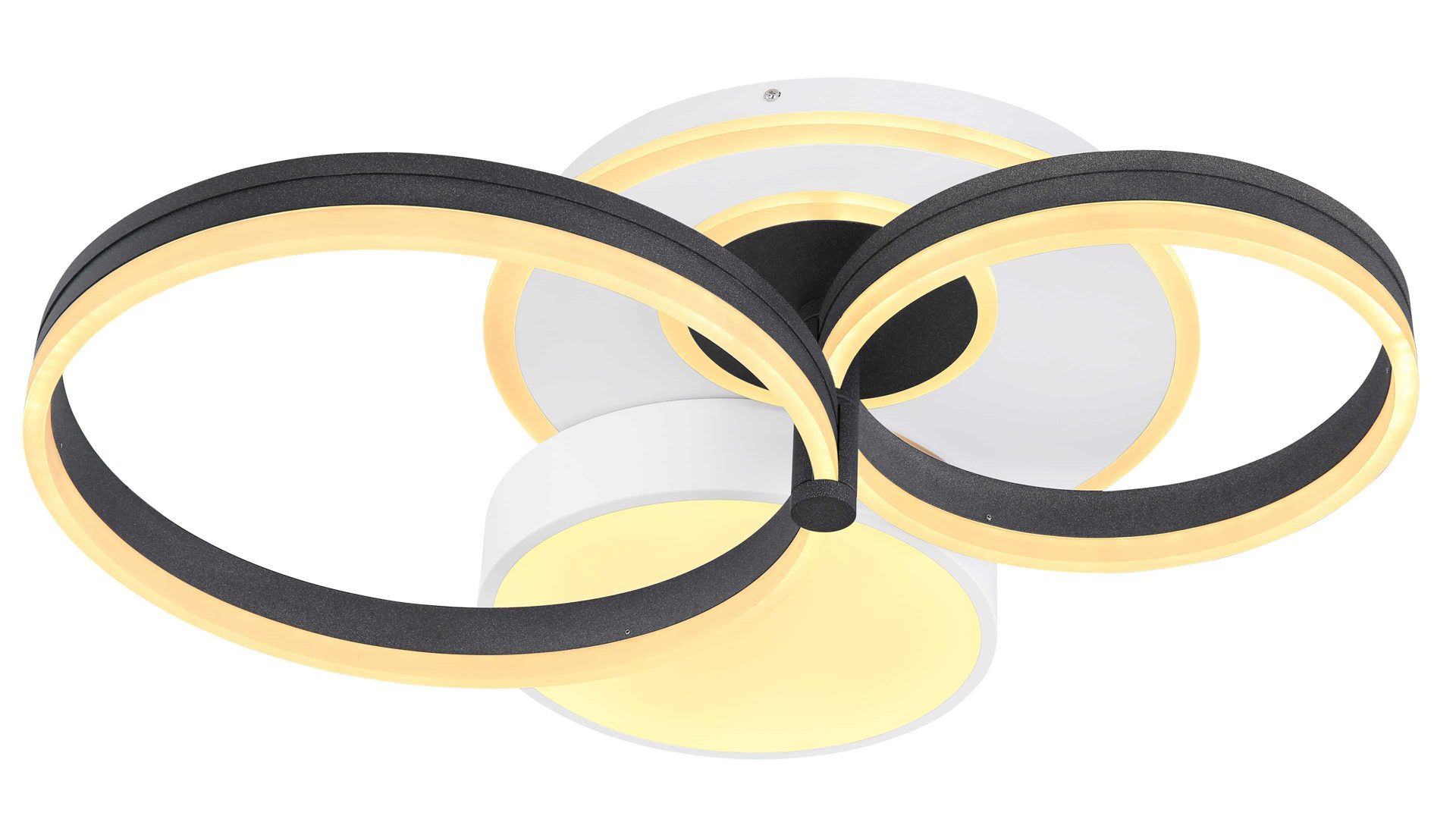 Deckenleuchte Globo lighting aus Metall in Schwarz GLOBO Leuchten Serie Jack - Deckenlampe, per App steuerbar schwarzes Metall & opalfarbenes Acryl -  ca. 69 x 59 cm