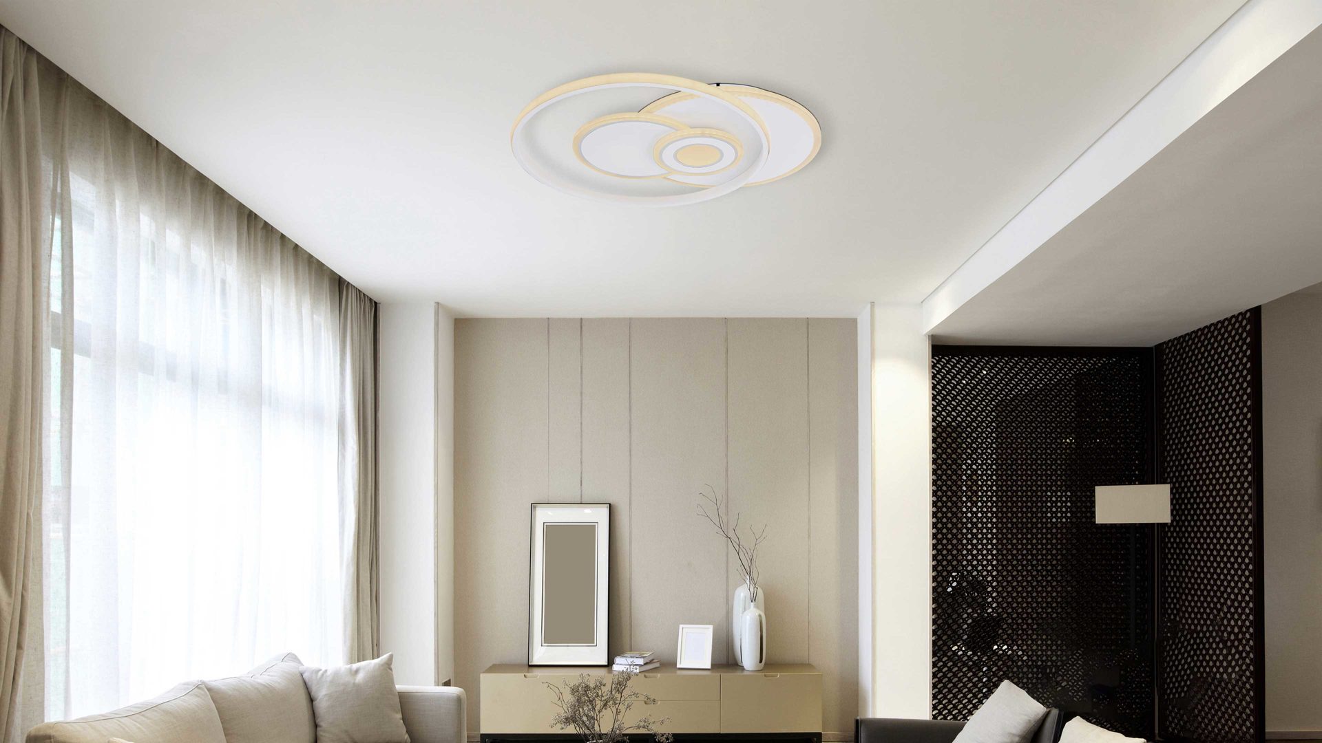 Deckenleuchte Globo lighting aus Metall in Weiß GLOBO Leuchten Serie Roderick weißes Metall & opalfarbenes Acryl - ca. 54 x 46 cm