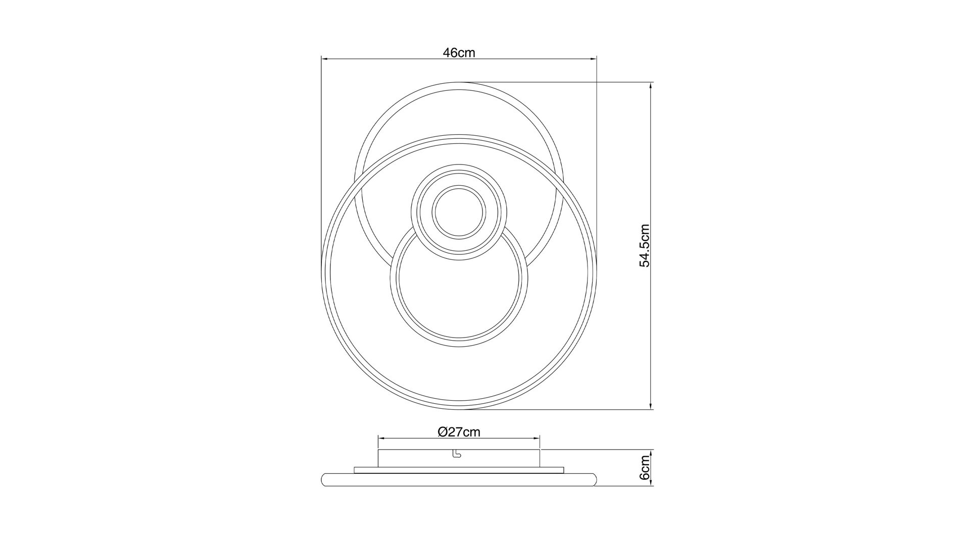 Deckenleuchte Globo lighting aus Metall in Weiß GLOBO Leuchten Serie Roderick - Deckenlampe, per App steuerbar weißes Metall & opalfarbenes Acryl - ca. 54 x 46 cm