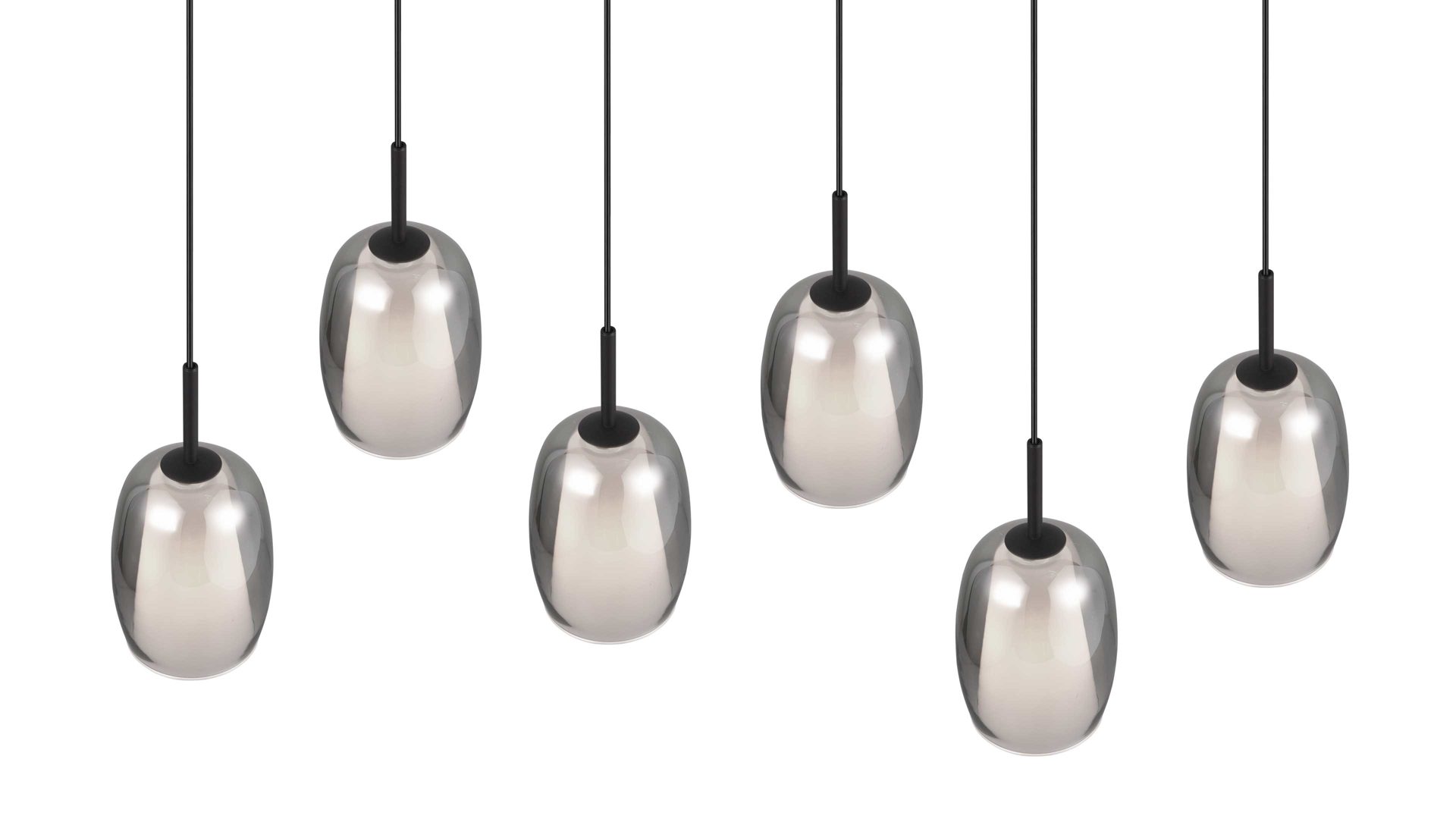 Pendelleuchte Trio lighting for you aus Glas in Grau TRIO Leuchten Serie Barret - Hängelampe Rauchglas & weißes Glas - Länge ca. 95 cm