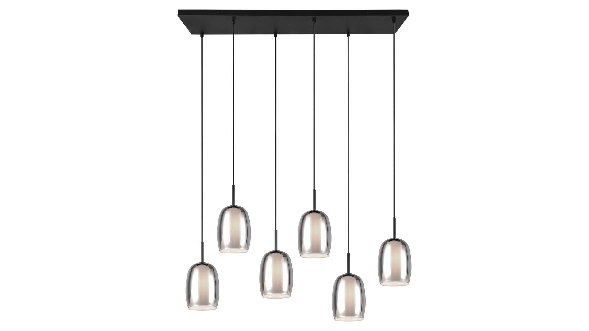 Pendelleuchte Trio lighting for you aus Glas in Grau TRIO Leuchten Serie Barret - Hängelampe Rauchglas & weißes Glas - Länge ca. 95 cm