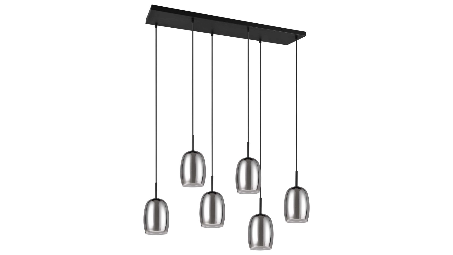 Pendelleuchte Trio lighting for you aus Glas in Grau TRIO Leuchten Serie Barret - Hängelampe Rauchglas & weißes Glas - Länge ca. 95 cm