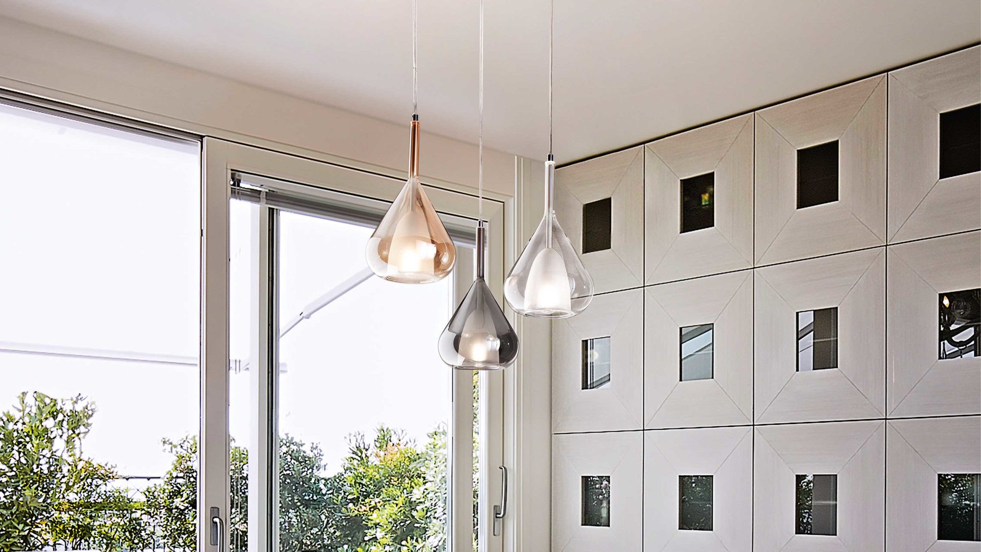 Pendelleuchte Fabas luce s.p.a. aus Glas in Mehrfarbig FABAS LUCE Leuchten Serie Lila Glas & Metall - Durchmesser ca. 50 cm