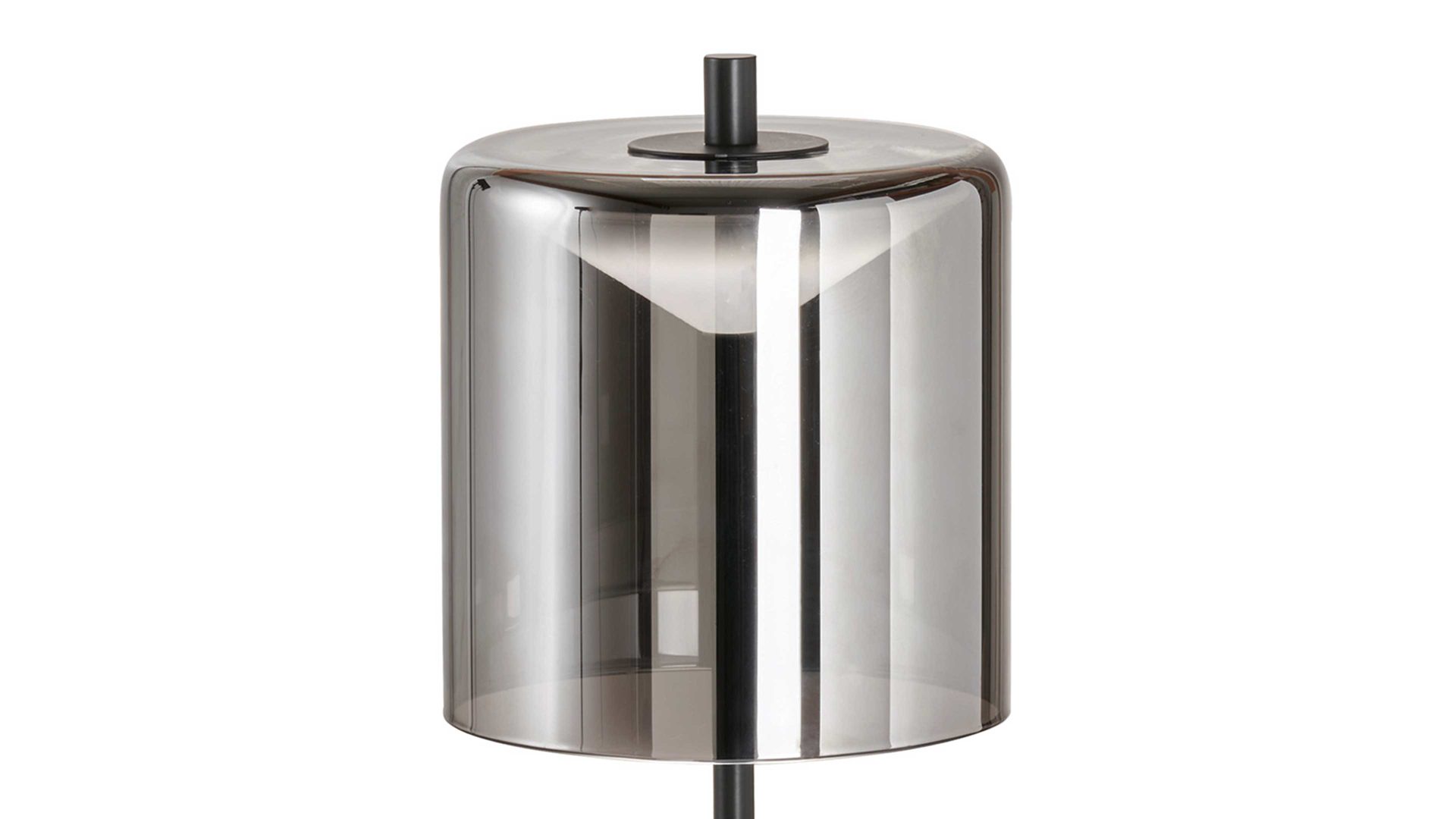 Tischleuchte Fh lighting aus Glas in Hellgrau FH LIGHTING Akku Leuchten Serie Riva Rauchglas & sandschwarzes Metall - Höhe ca. 35 cm