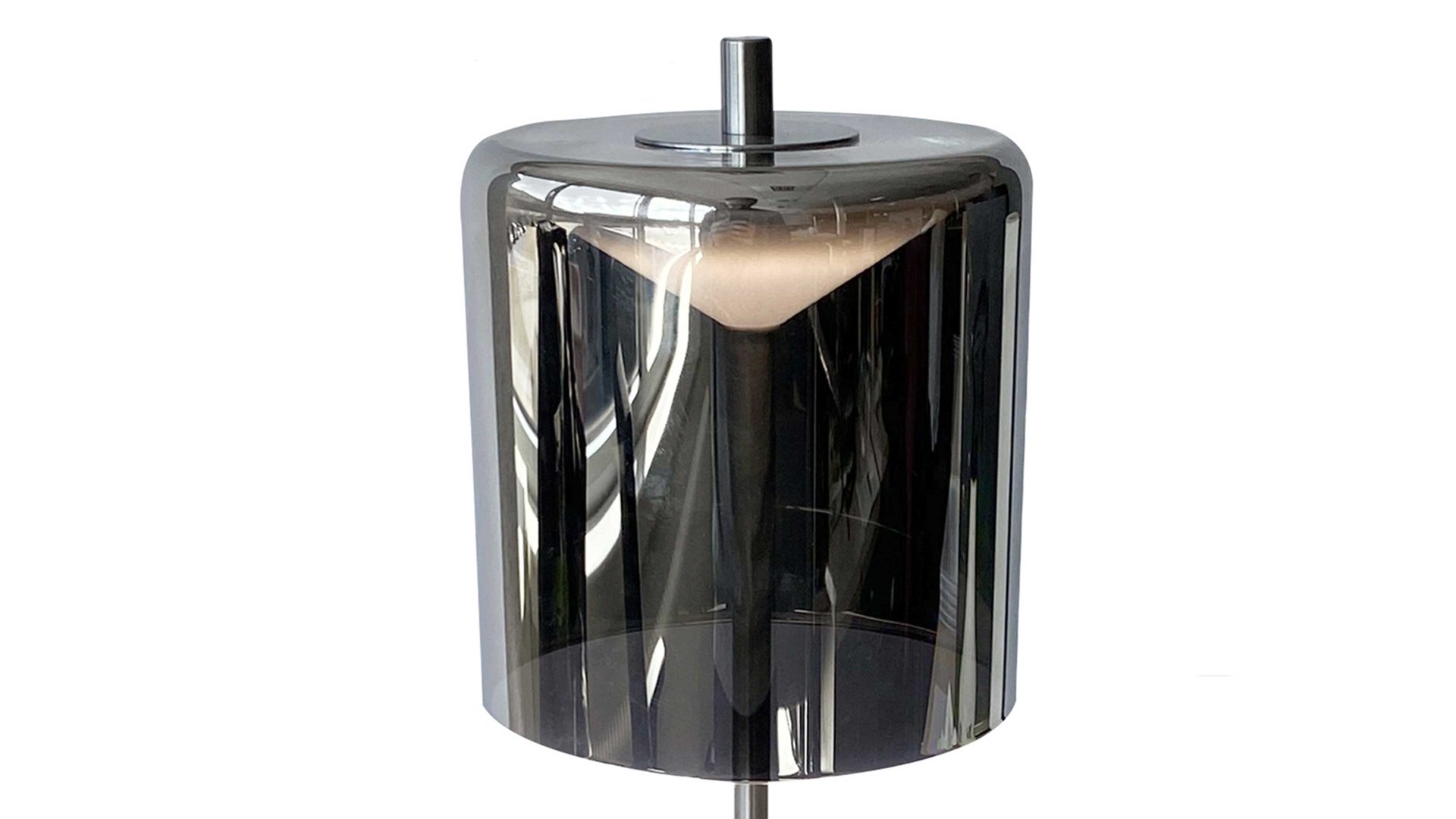 Tischleuchte Fh lighting aus Glas in Grau FH LIGHTING Akku Leuchten Serie Riva Rauchglas & Nickel - Höhe ca. 35 cm