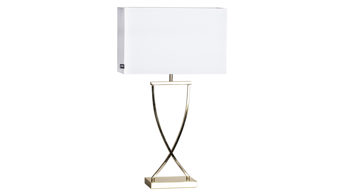 Tischleuchte By rydens aus Textil in Metallfarben BY RYDÉNS Leuchten Serie Omega - Tischleuchte Weiß & Messing- Höhe ca. 69 cm