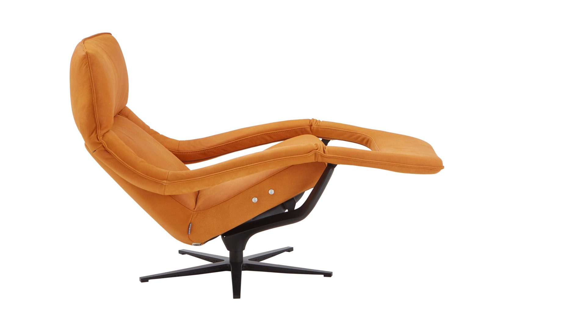 Einzelsessel Koinor aus Leder in Orange KOINOR Funktionssessel Yoko sonnenfarbener Lederbezug India & Metalldrehkreuz