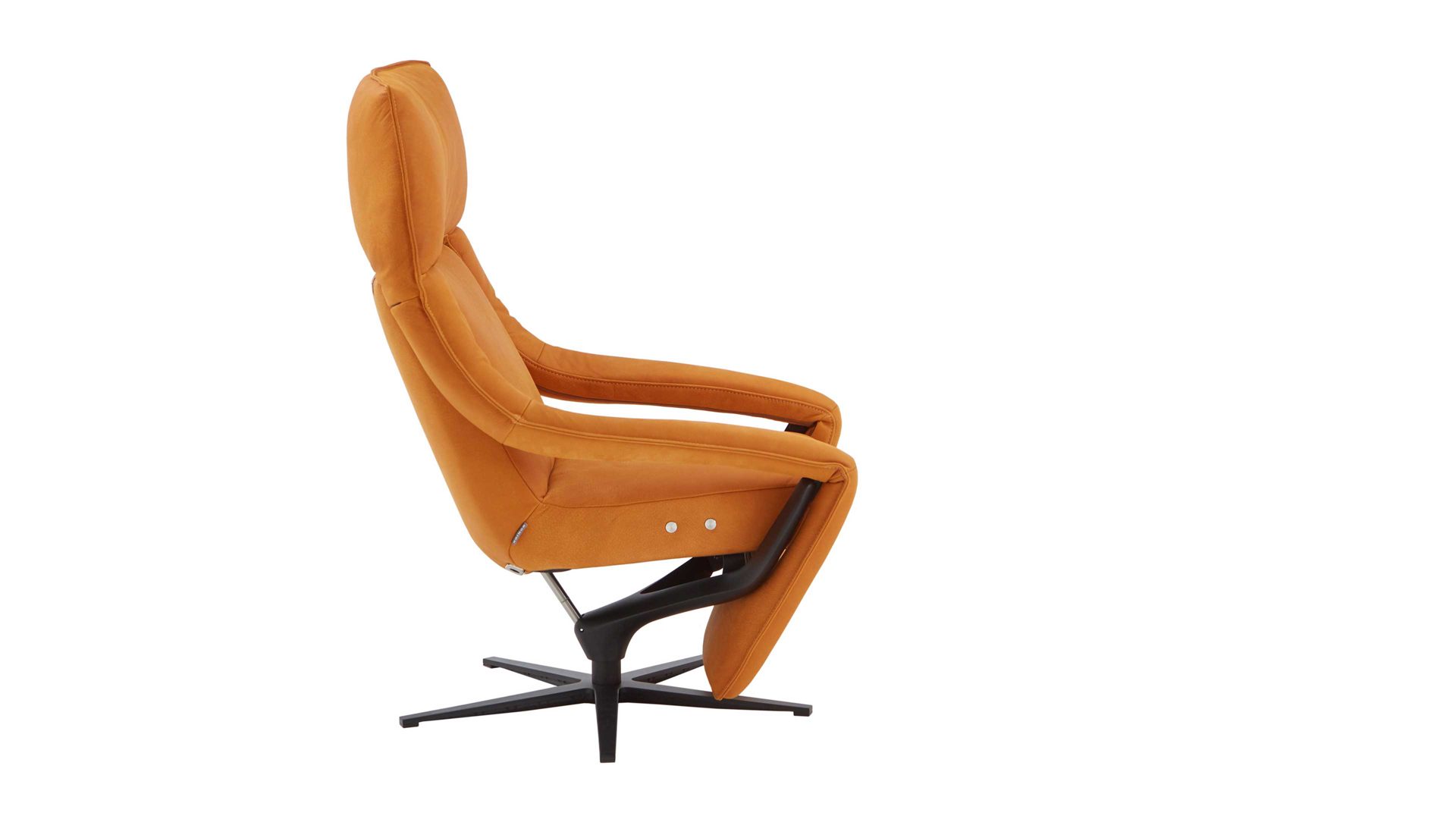 Einzelsessel Koinor aus Leder in Orange KOINOR Funktionssessel Yoko sonnenfarbener Lederbezug India & Metalldrehkreuz