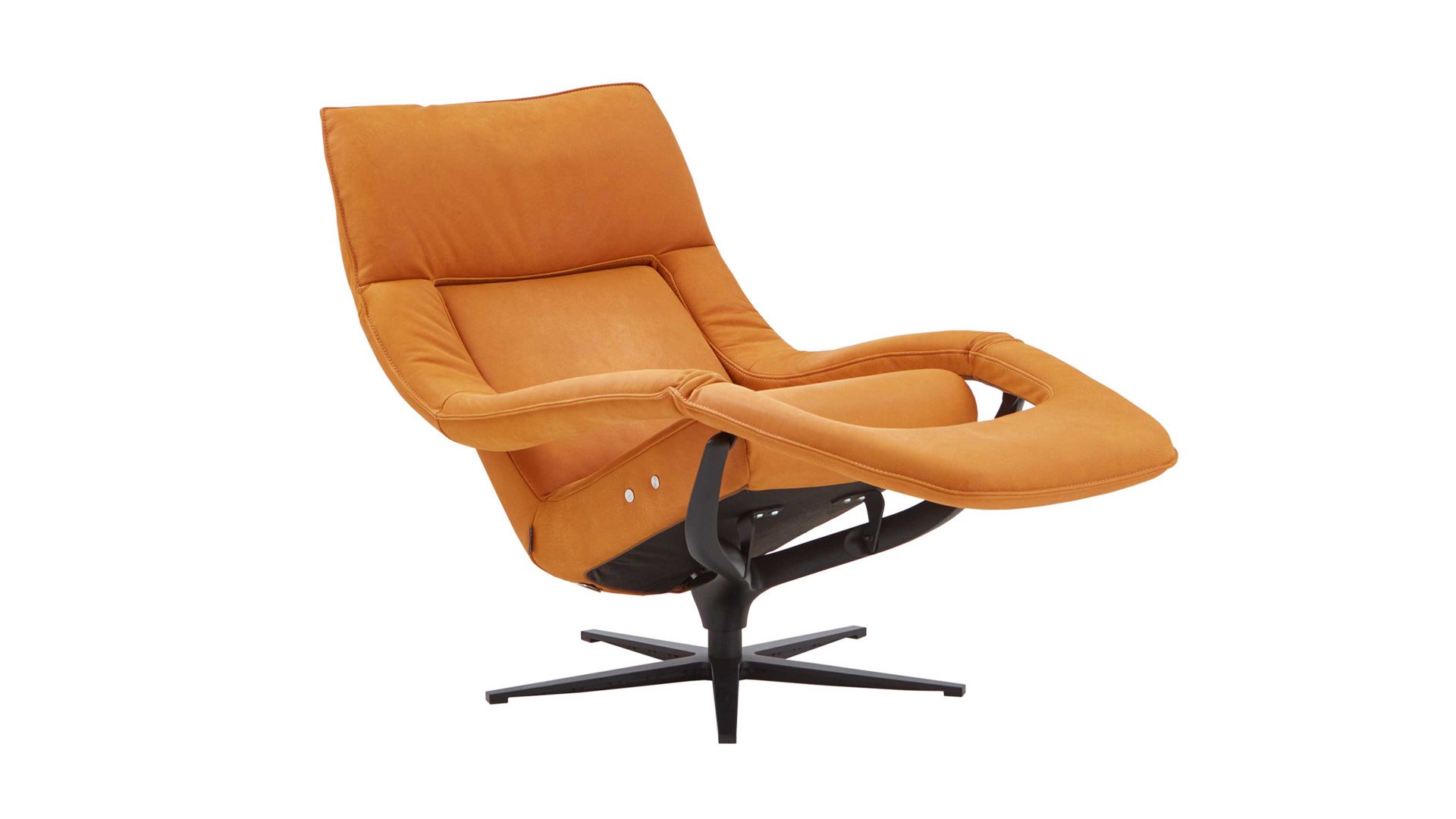 Einzelsessel Koinor aus Leder in Orange KOINOR Funktionssessel Yoko sonnenfarbener Lederbezug India & Metalldrehkreuz