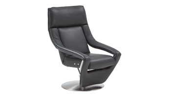 Einzelsessel Koinor aus Leder in Schwarz KOINOR Funktionssessel Yoko schwarzer Lederbezug Classic & Metalldrehteller