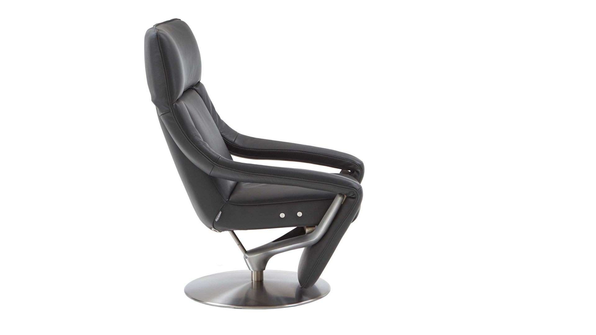 Einzelsessel Koinor aus Leder in Schwarz KOINOR Funktionssessel Yoko schwarzer Lederbezug Classic & Metalldrehteller