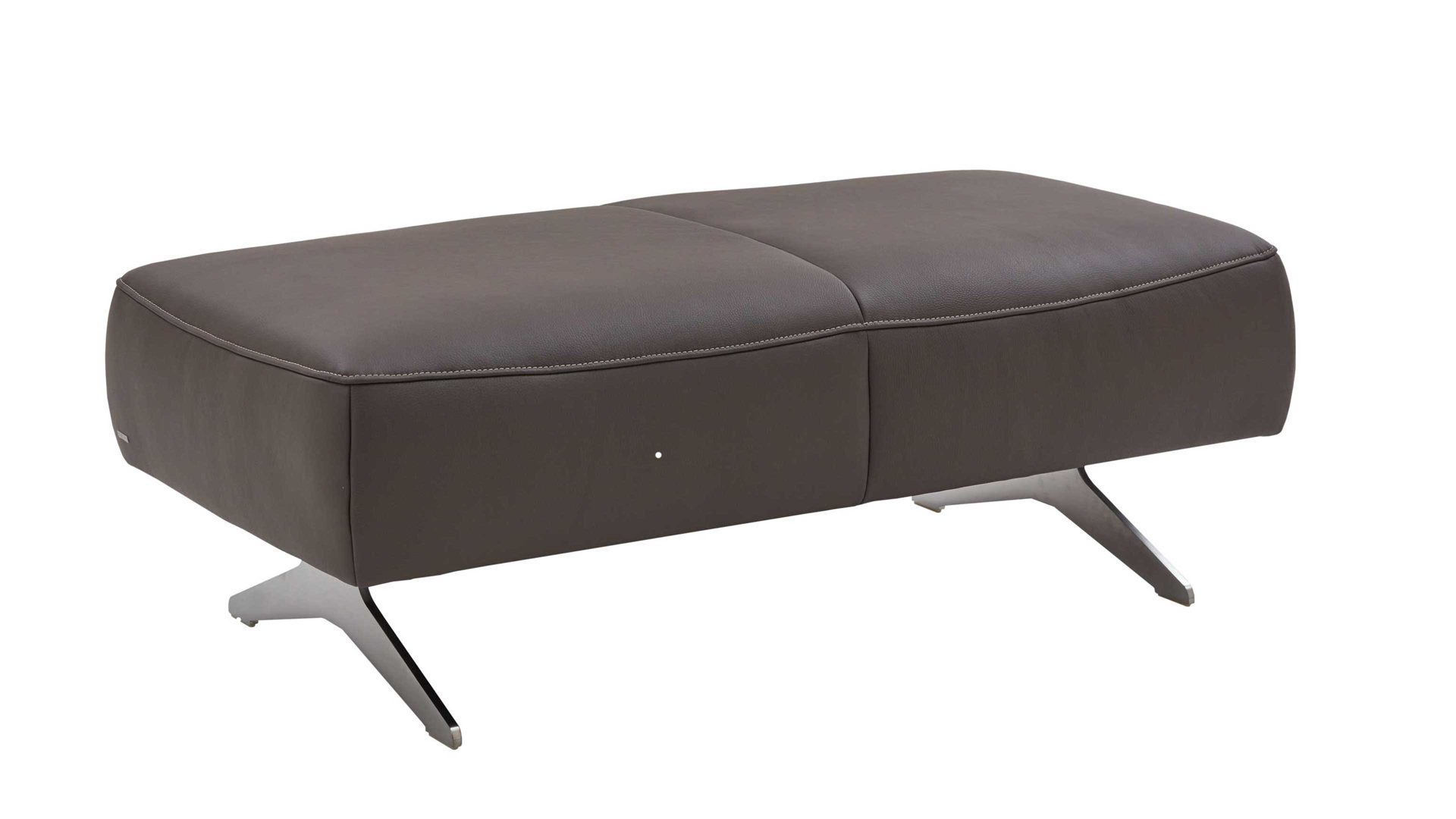 Polsterhocker Koinor aus Leder in Braun KOINOR Hockerbank Vineto carbonefarbenes Leder Bull & Schwertkufen - ca. 124 x 64 cm