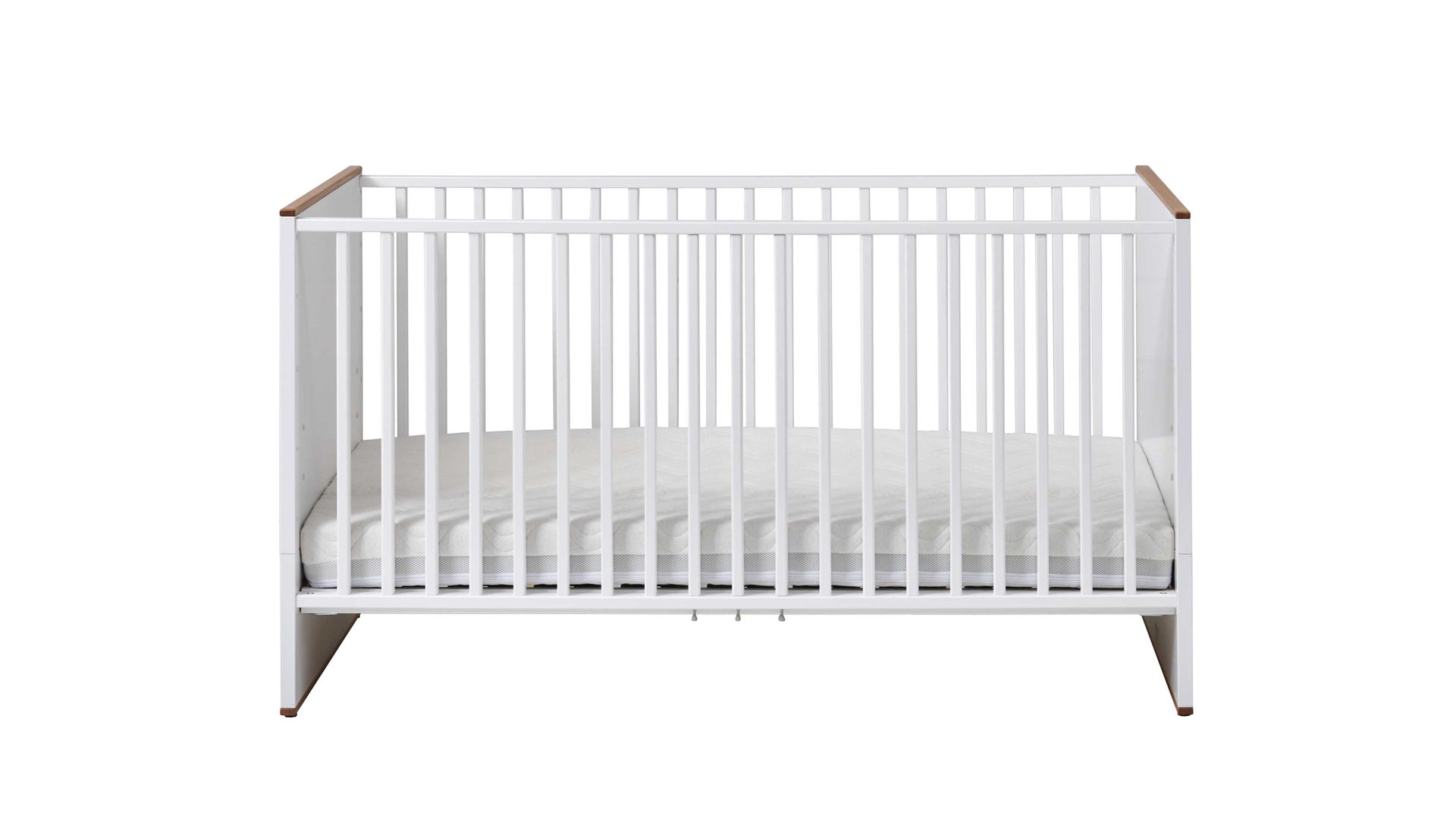 Babybett Paidi aus Holz in Weiß PAIDI Lieven - Babybettgestell Kreideweiß & Eiche Montana - Liegefläche ca. 70 x 140 cm