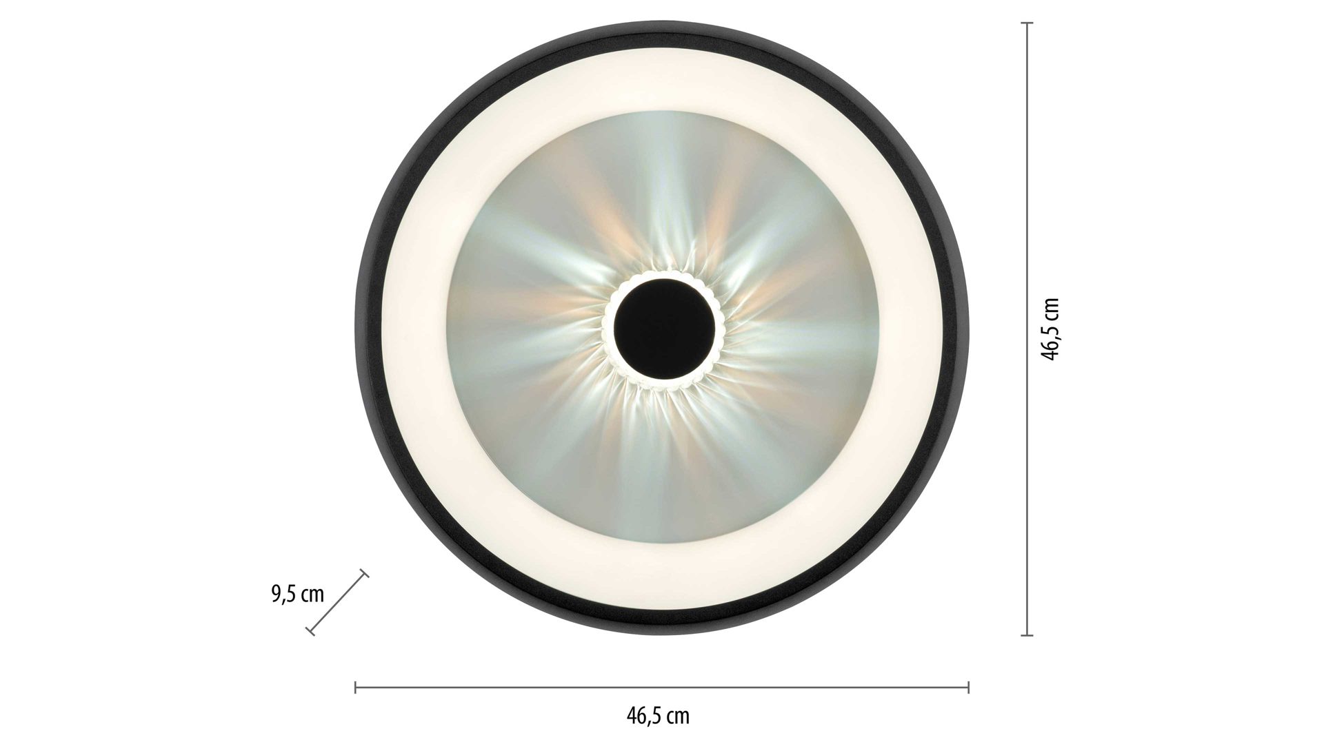 Deckenleuchte Just light. (leuchtendirekt) aus Metall in Schwarz JUST LIGHT. Leuchten Serie Vertigo schwarzes Metall & Acryl - Durchmesser ca. 45 cm