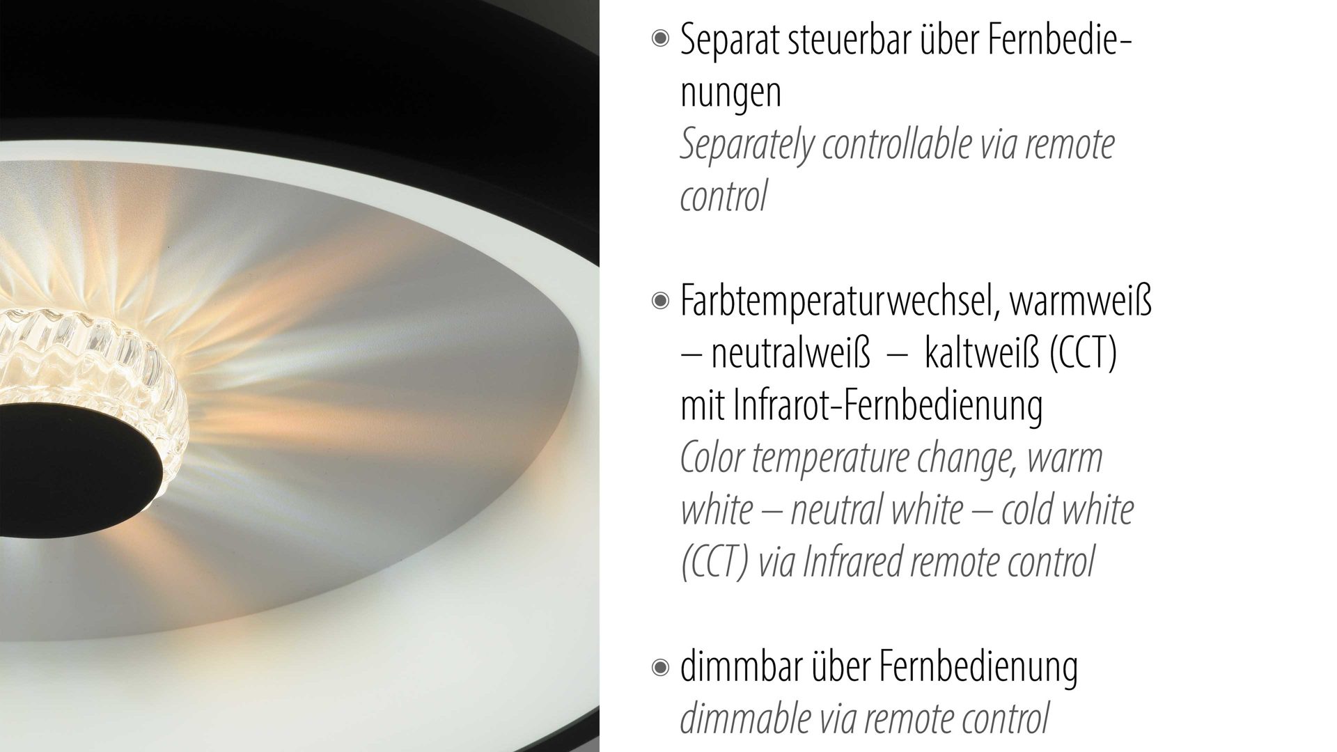 Deckenleuchte Just light. (leuchtendirekt) aus Metall in Schwarz JUST LIGHT. Leuchten Serie Vertigo schwarzes Metall & Acryl - Durchmesser ca. 45 cm