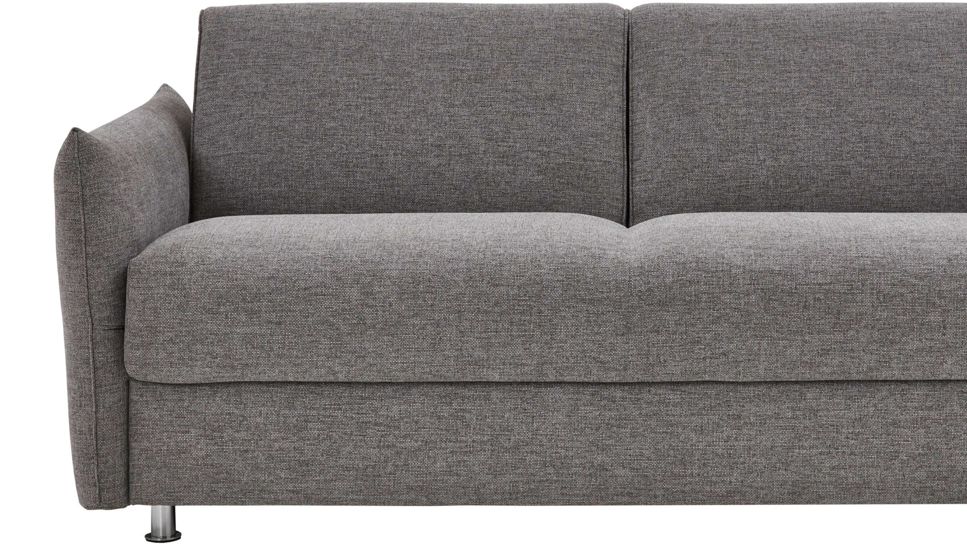 Schlafsofa Bali aus Stoff in Grau Schlafsofa Lina grauer Bezug & chromfarbene Metallfüße - Breite ca. 194 - 234 cm