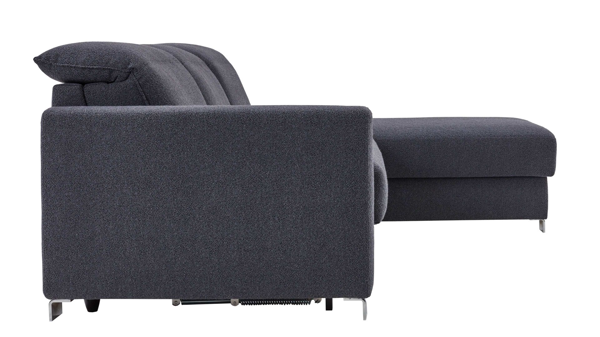 Ecksofa Bali aus Stoff in Grau Schlafsofa Florenz blaugrauer Bezug & Metallfüße - Stellfläche ca. 263 x 186 cm