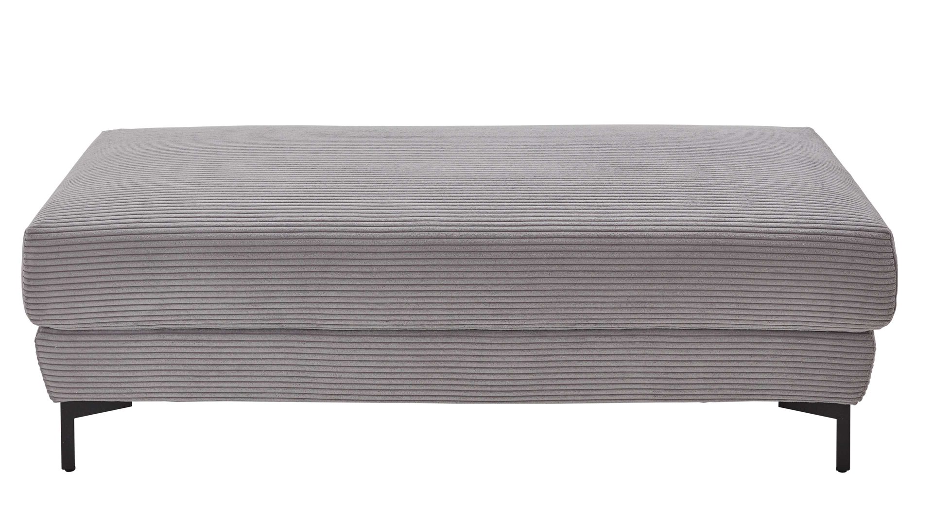 Polsterhocker KAWOO aus Stoff in Grau KAWOO Serie 7539 - XXL-Polsterhocker platingrauer Breitcord GCT 49 & schwarze Metallfüße - ca. 156 x 72 cm