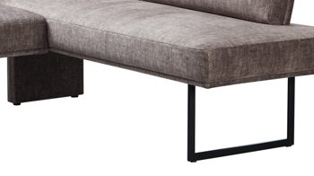 Eckbank combinessa aus Stoff in Hellbraun Combinessa Serie Gavello - Eckbank hellbrauner Stoffbezug H2O 0660-75 & schwarzes Metall - Stellfläche ca. 256 x 171 cm