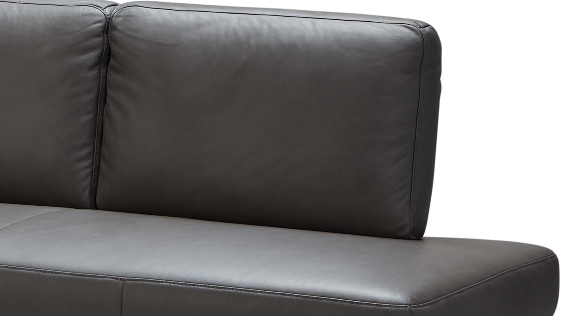 Polsterbank combinessa aus Leder in Grau Combinessa Serie Gavello - Polsterbank 4156 graues LongLife-Dickleder Cloud 83 & Edelstahlkufen - Länge ca.  224 cm