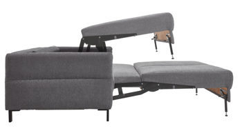 Schlafsofa Restyl aus Stoff in Anthrazit Schlafsofa Doria anthrazitfarbener Stoffbezug 7043 & schwarze Metallfüße - Breite ca. 150 cm