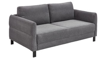 Schlafsofa Restyl aus Stoff in Anthrazit Schlafsofa Doria anthrazitfarbener Stoffbezug 7043 & schwarze Metallfüße - Breite ca. 150 cm