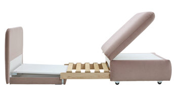 Schlafsessel Restyl aus Stoff in Rosa Schlafsessel Emma rosafarbener Stoffbezug 6565 & Rollen - Breite ca. 90 cm