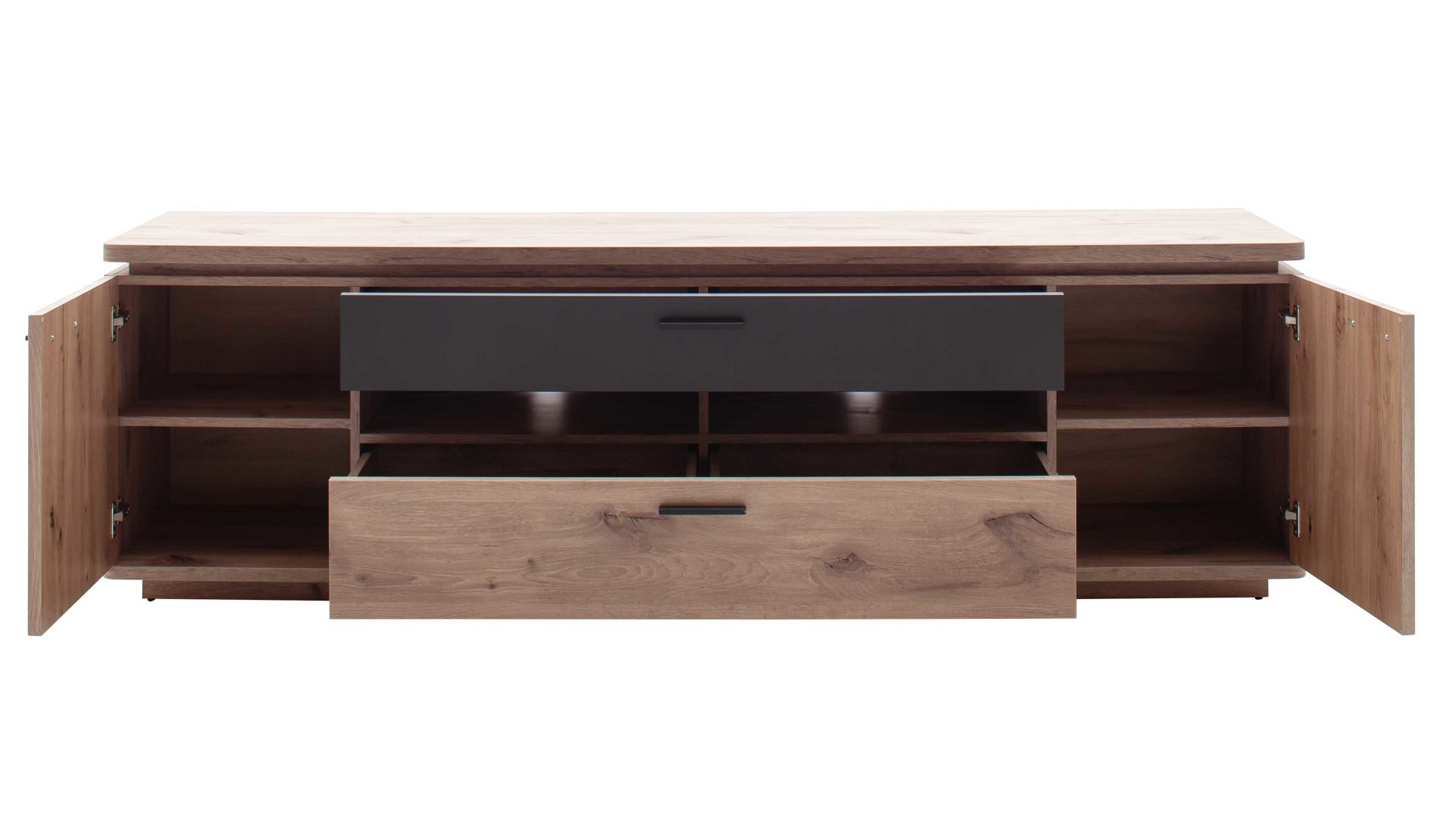 Lowboard Mca furniture aus Holz in Holzfarben Wohnprogramm Modena - Lowboard Viking Eiche - zwei Türen, zwei Schubladen, Breite ca. 210 cm