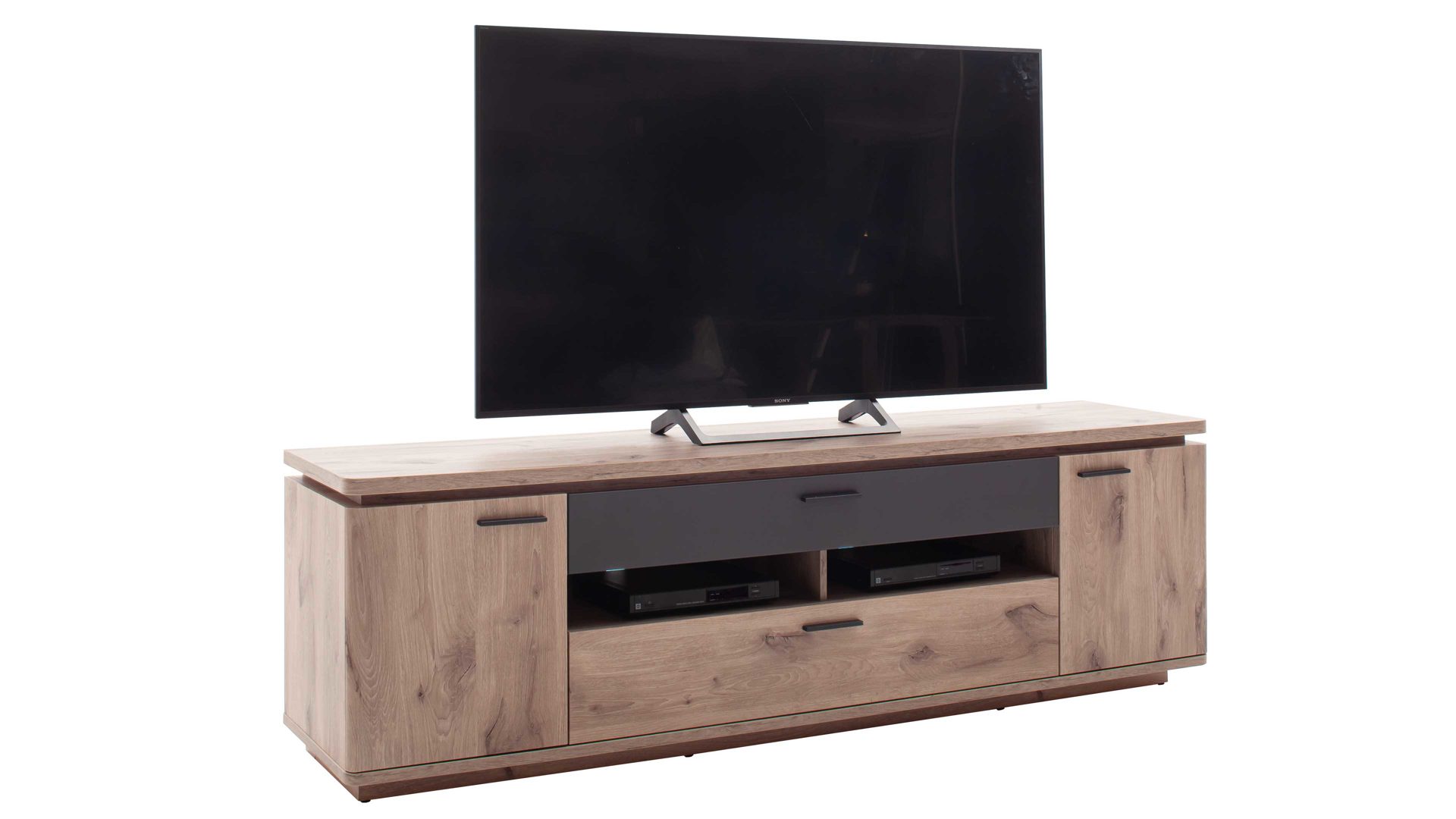 Lowboard Mca furniture aus Holz in Holzfarben Wohnprogramm Modena - Lowboard Viking Eiche - zwei Türen, zwei Schubladen, Breite ca. 210 cm