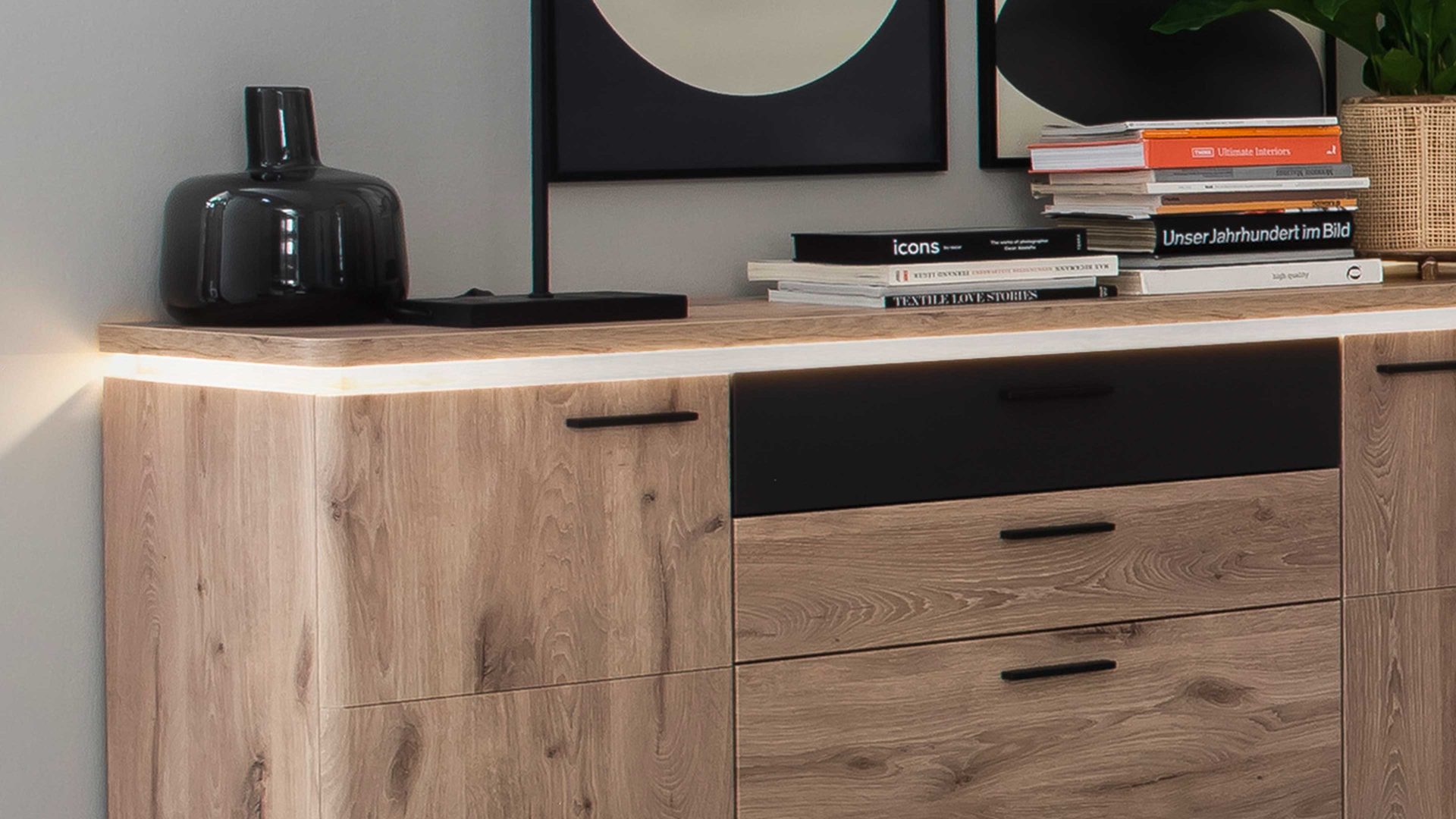 LED-Beleuchtung Mca furniture aus Kunststoff in Weiß Wohnprogramm Modena - LED-Bandbeleuchtung vierteilig