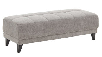 Polsterhocker KAWOO aus Stoff in Hellgrau KAWOO Serie 8334 - Polsterhocker platingraue Chenille GFS 49 & schwarze Holzfüße H61-250 - ca. 156 x 64 cm