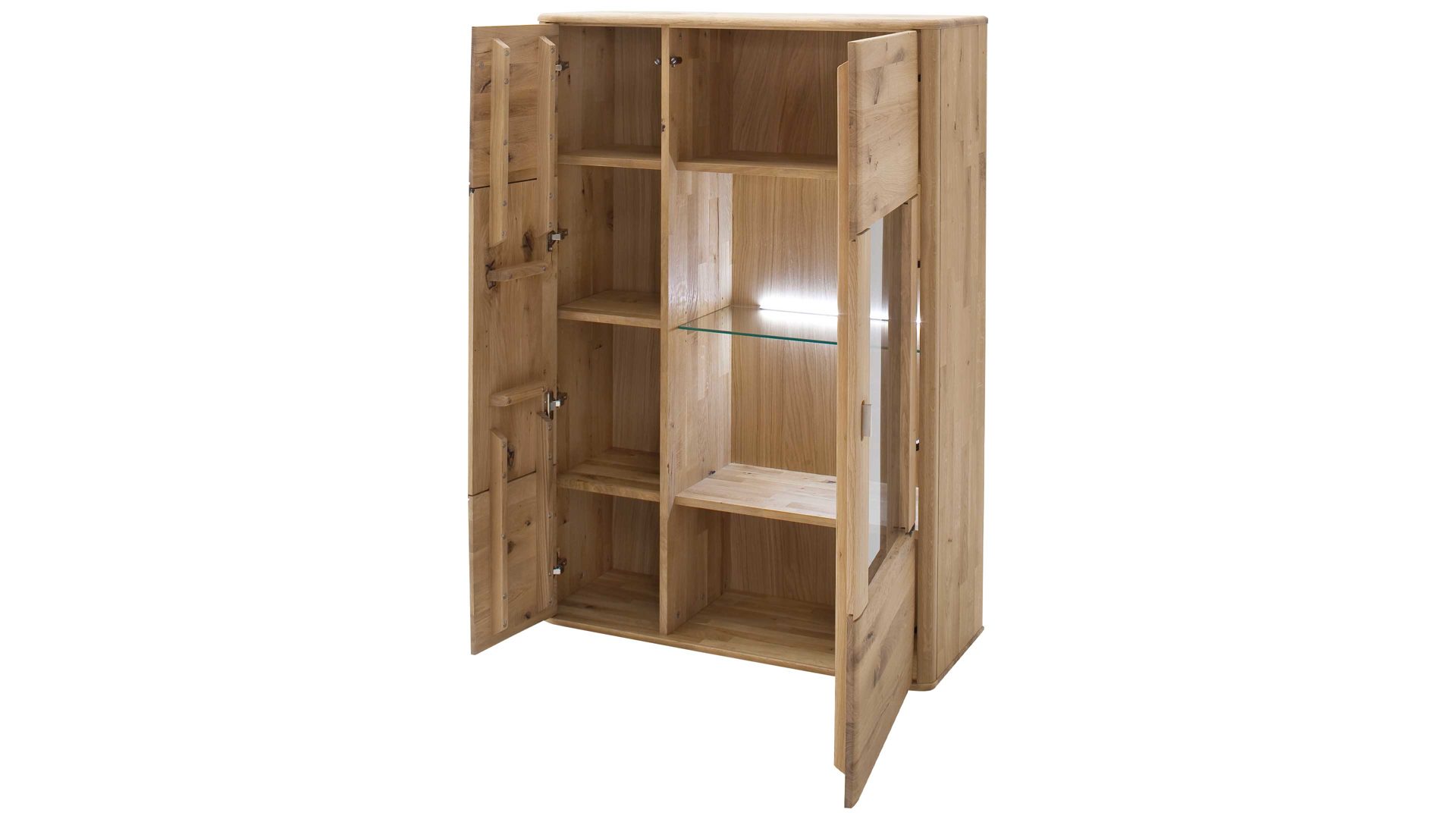 Vitrine Mca furniture aus Holz in Holzfarben Vitrinenschrank biancofarbene Balkeneiche – zwei Türen