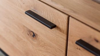 Highboard Mca furniture aus Holz in Holzfarben Wohnprogramm Portland - Highboard Asteiche bianco & Anthrazit – zwei Türen, eine Schublade, Breite ca. 184 cm