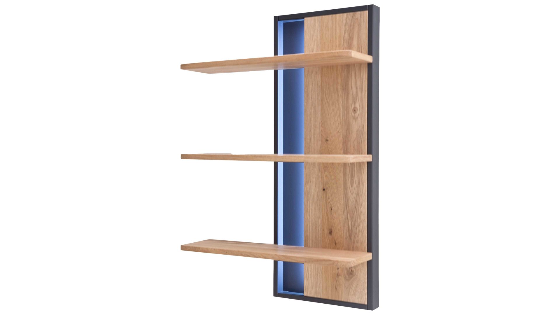 Wohnwand Mca furniture aus Holz in Holzfarben Wohnprogramm Portland - Wohnkombination II Asteiche bianco & Anthrazit – vierteilig, Breite ca. 338 cm