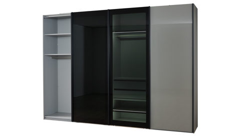 Kleiderschrank Wiemann | oeseder aus Holz in Grau Kleiderschrank Dubai Kieselgrau & graues Parsolglas - vier Türen, Breite ca. 330 cm